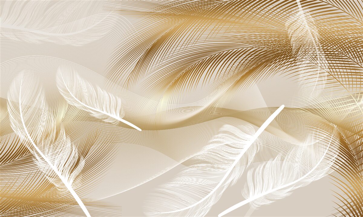 Fotobehang abstracte veer in beige kleuren