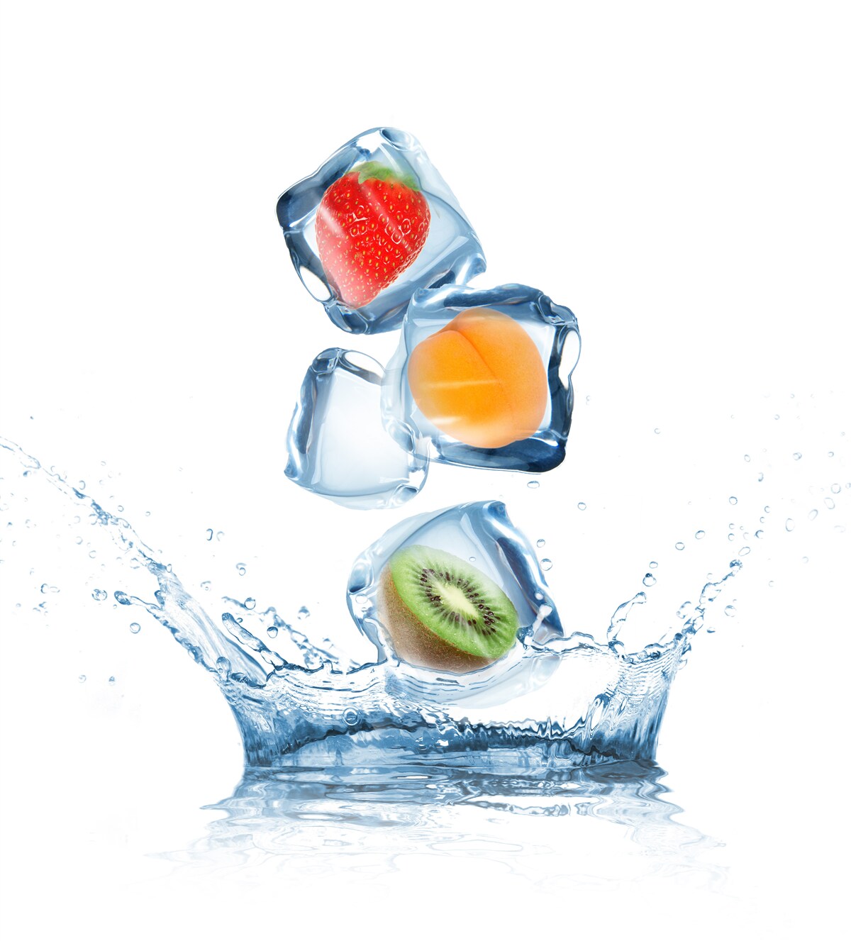 Fotobehang ijsblokjes met fruit