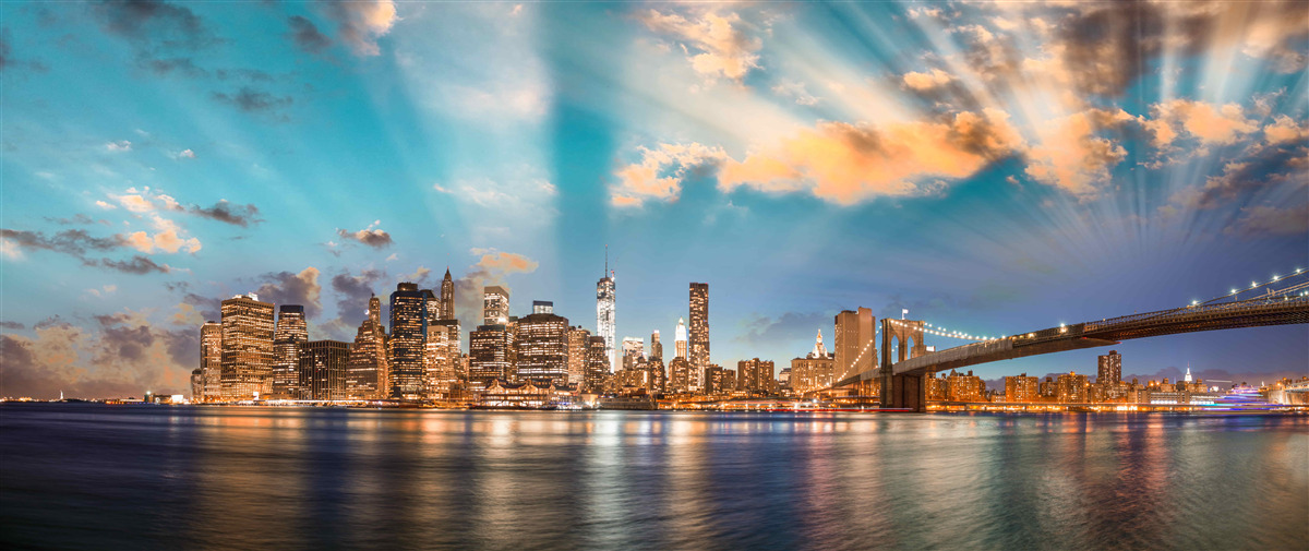 Fotobehang de brooklyn bridge en manhattan in new york