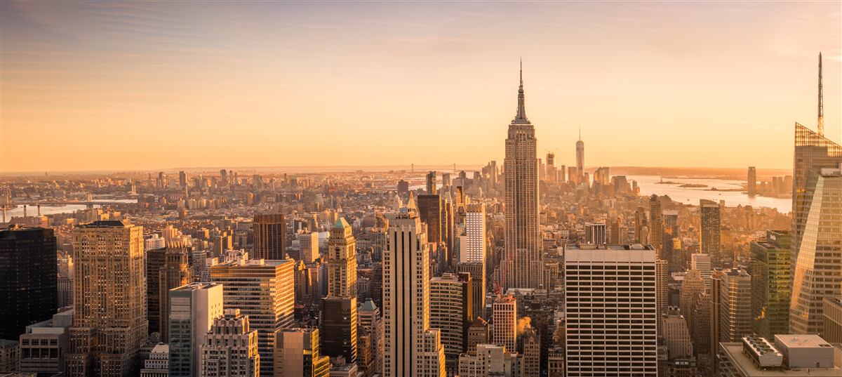 Fotobehang Dageraad boven new york