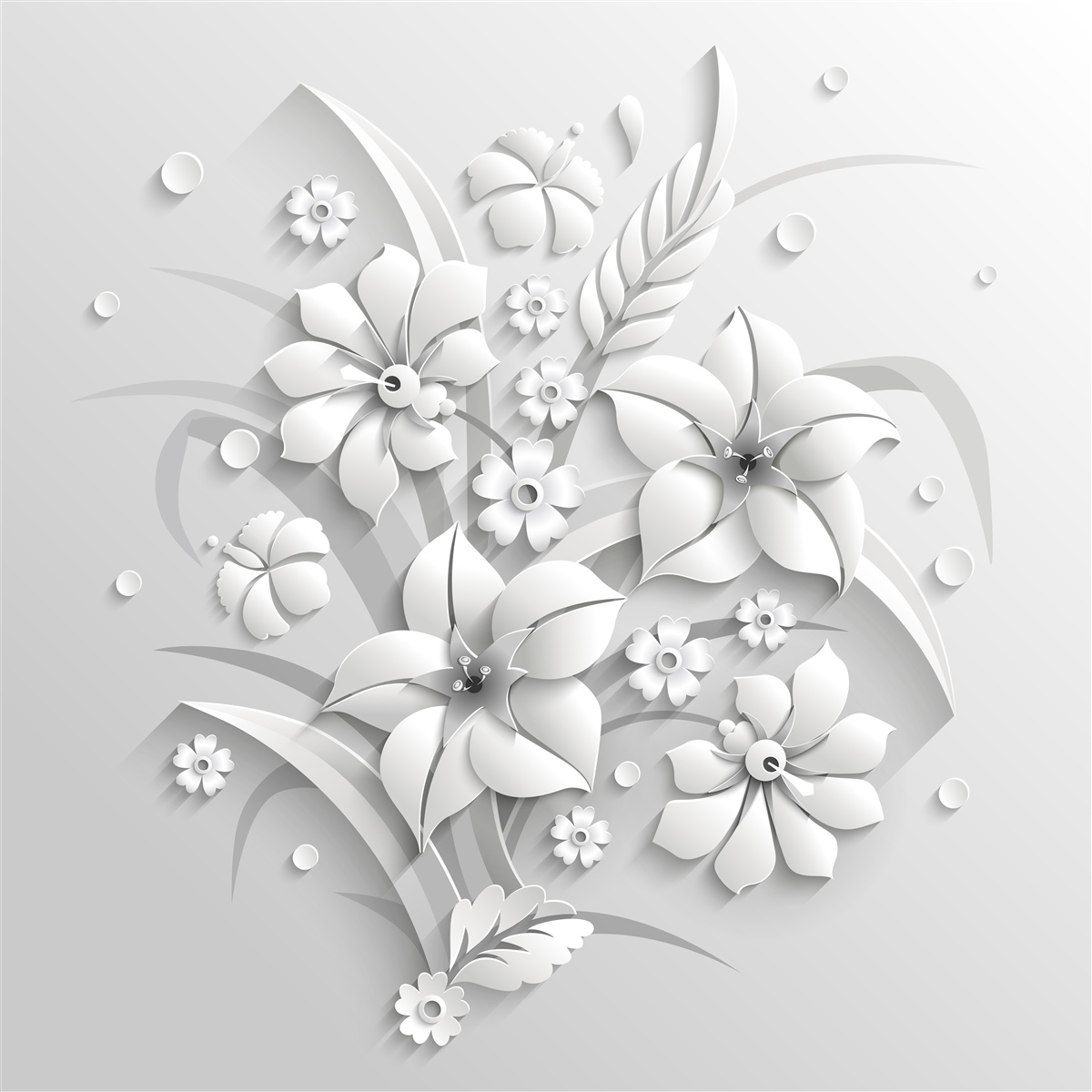 Fotobehang sneeuwwitte bloemen als melk, op een witte achtergrond