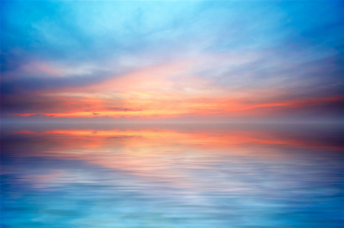 Fotobehang zonsondergang kalm op zee