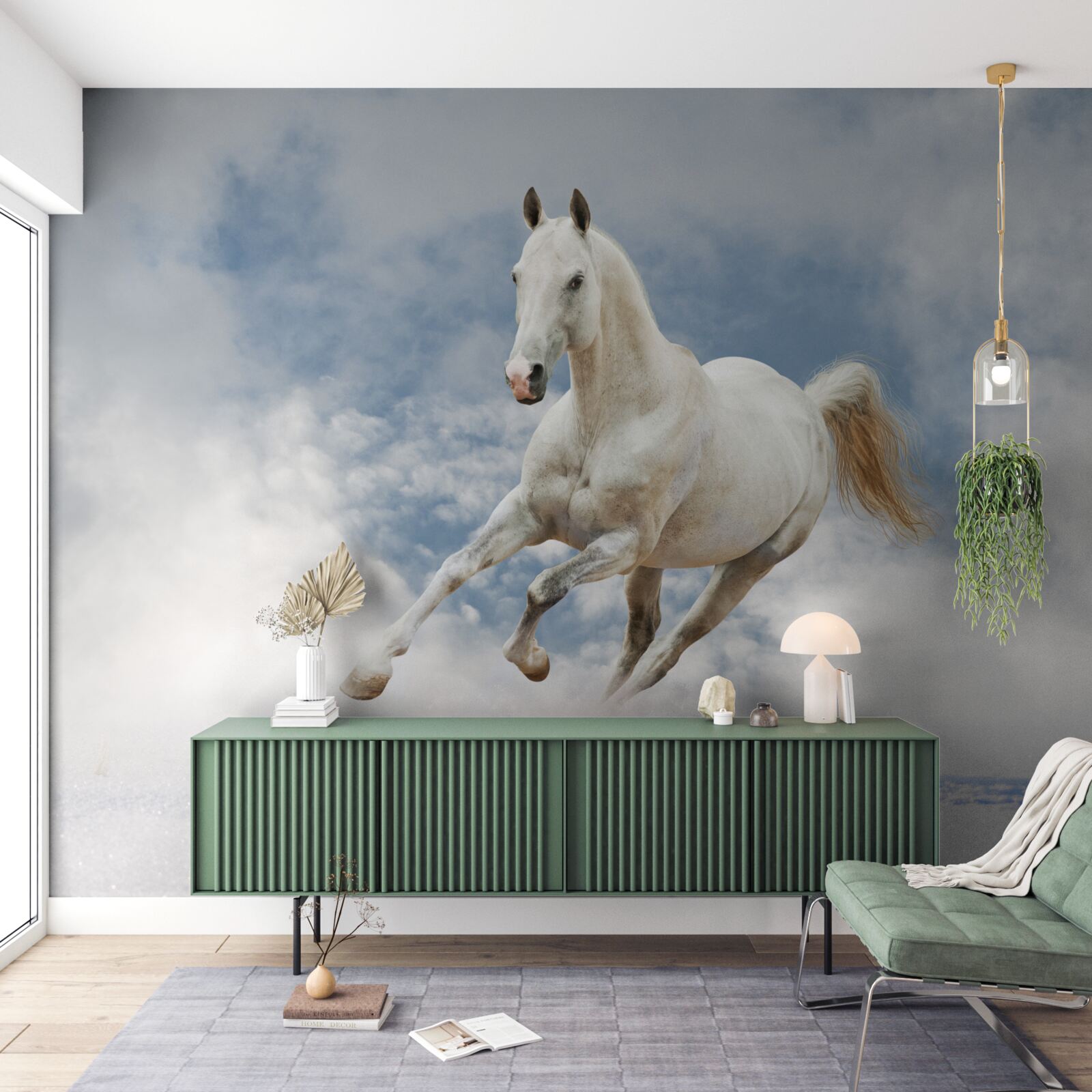 Fotobehang galoppeert het witte paard