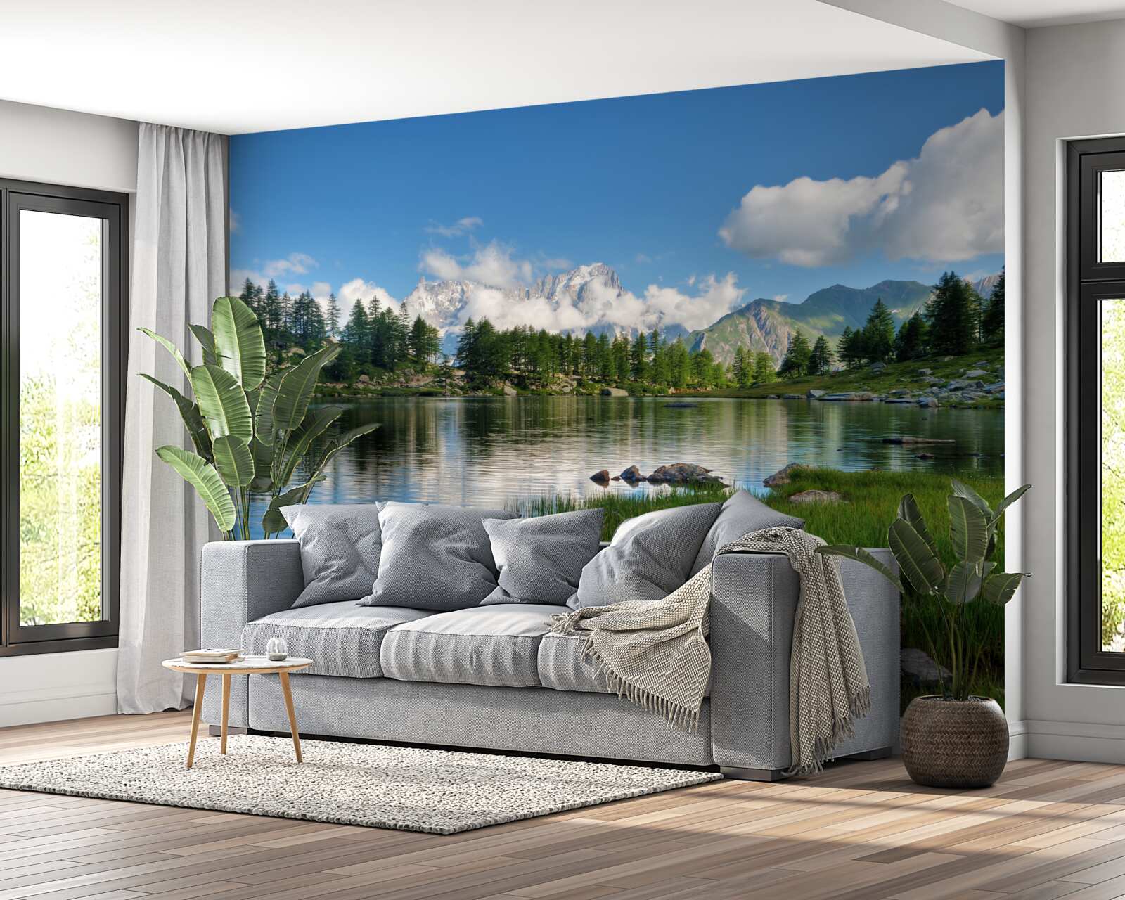Fotobehang een zomers voorproefje van een rustige bergrivier