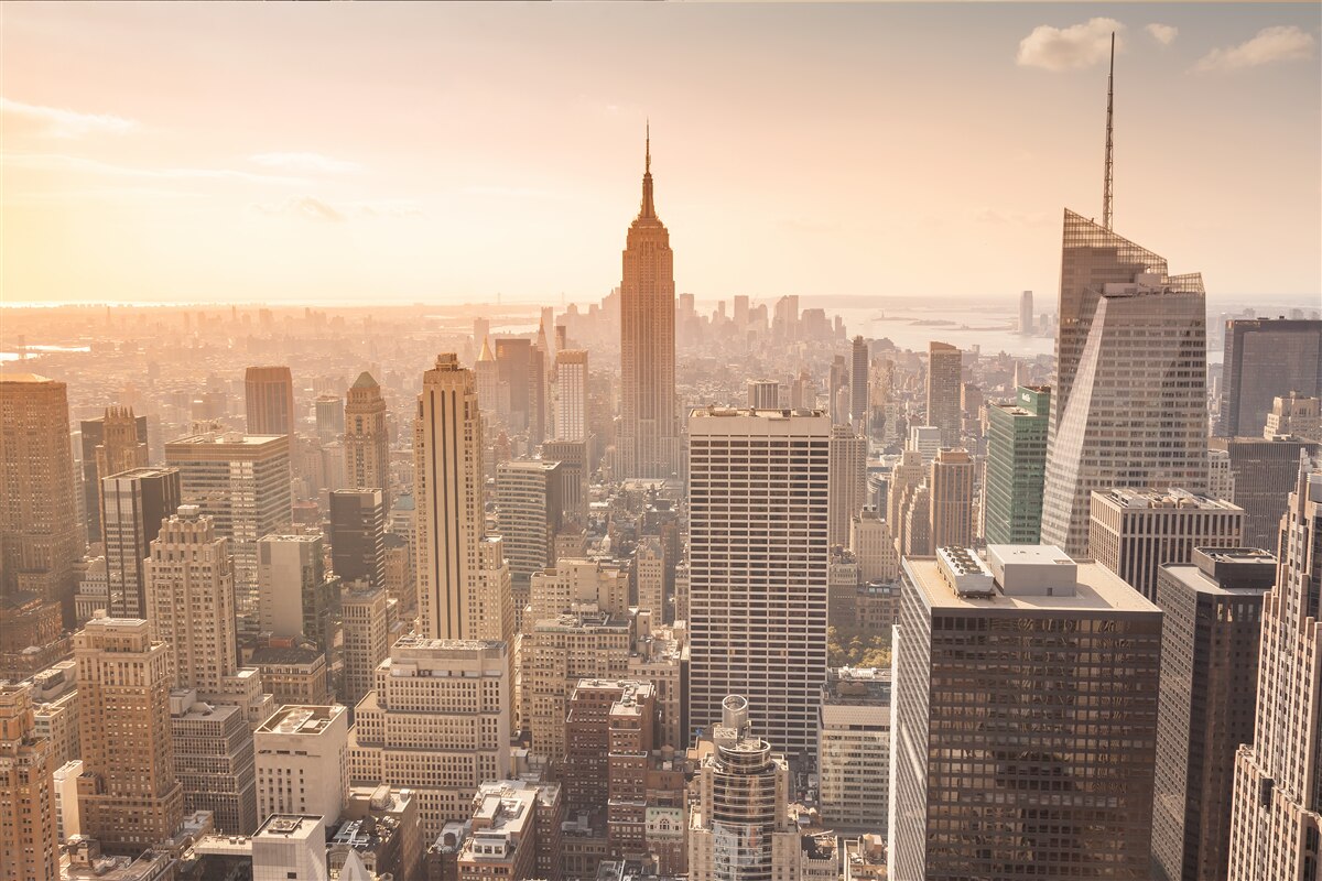 Fotobehang Dageraad boven new york