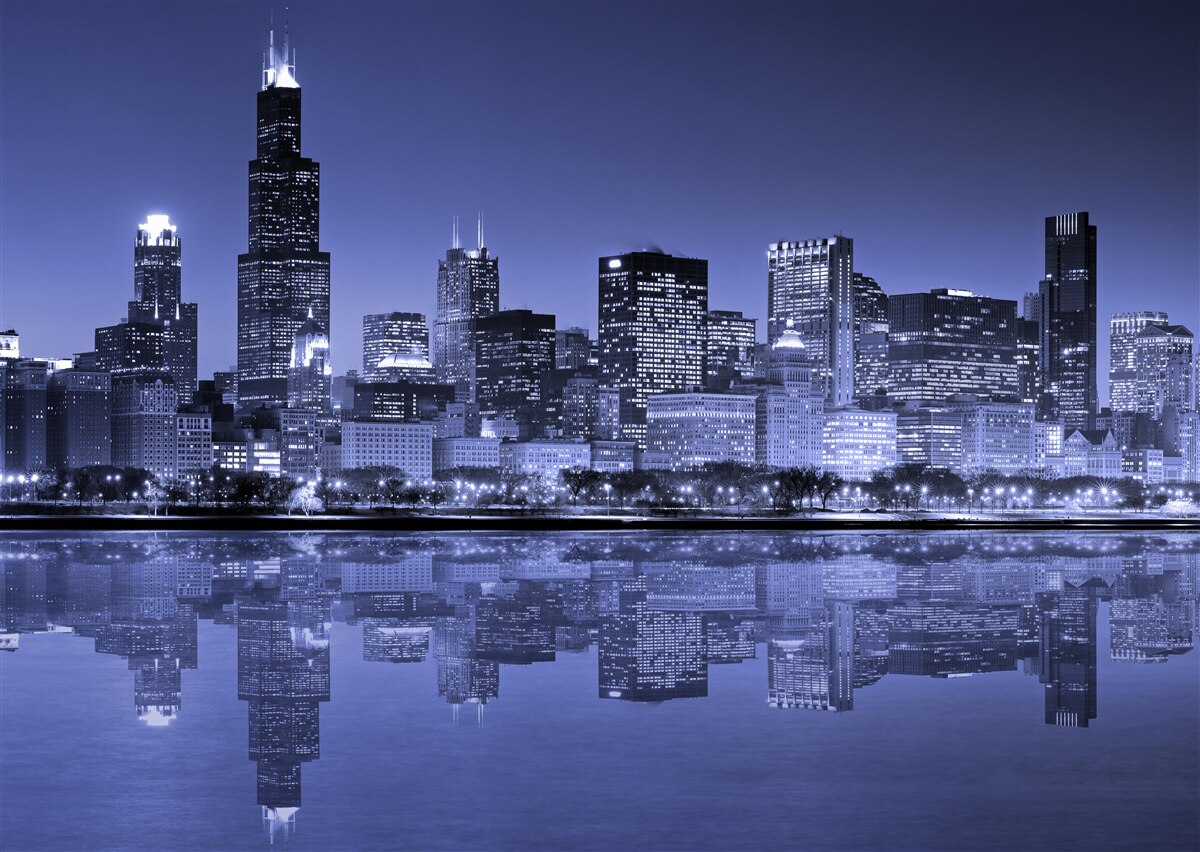 Fotobehang nachtzicht van chicago