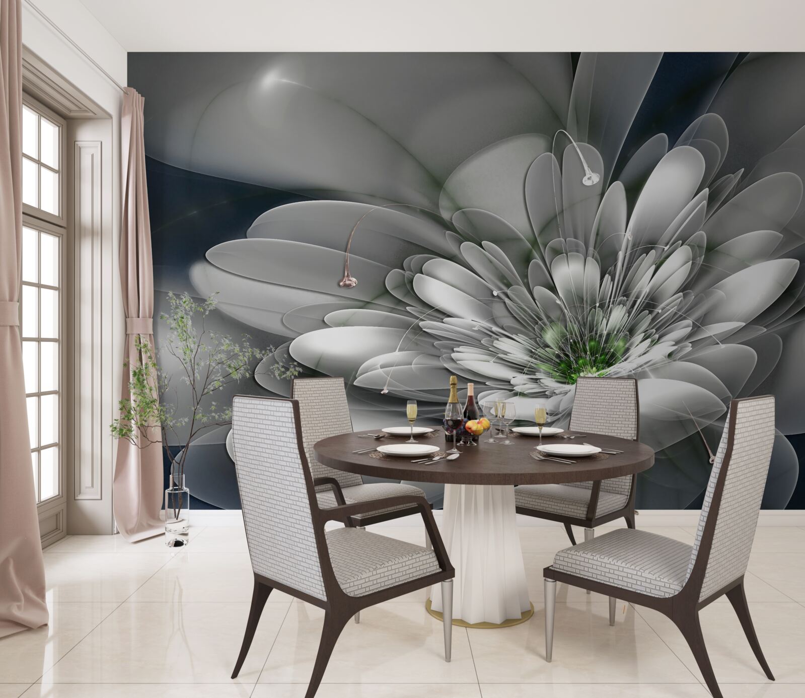Fotobehang grote witte bloem