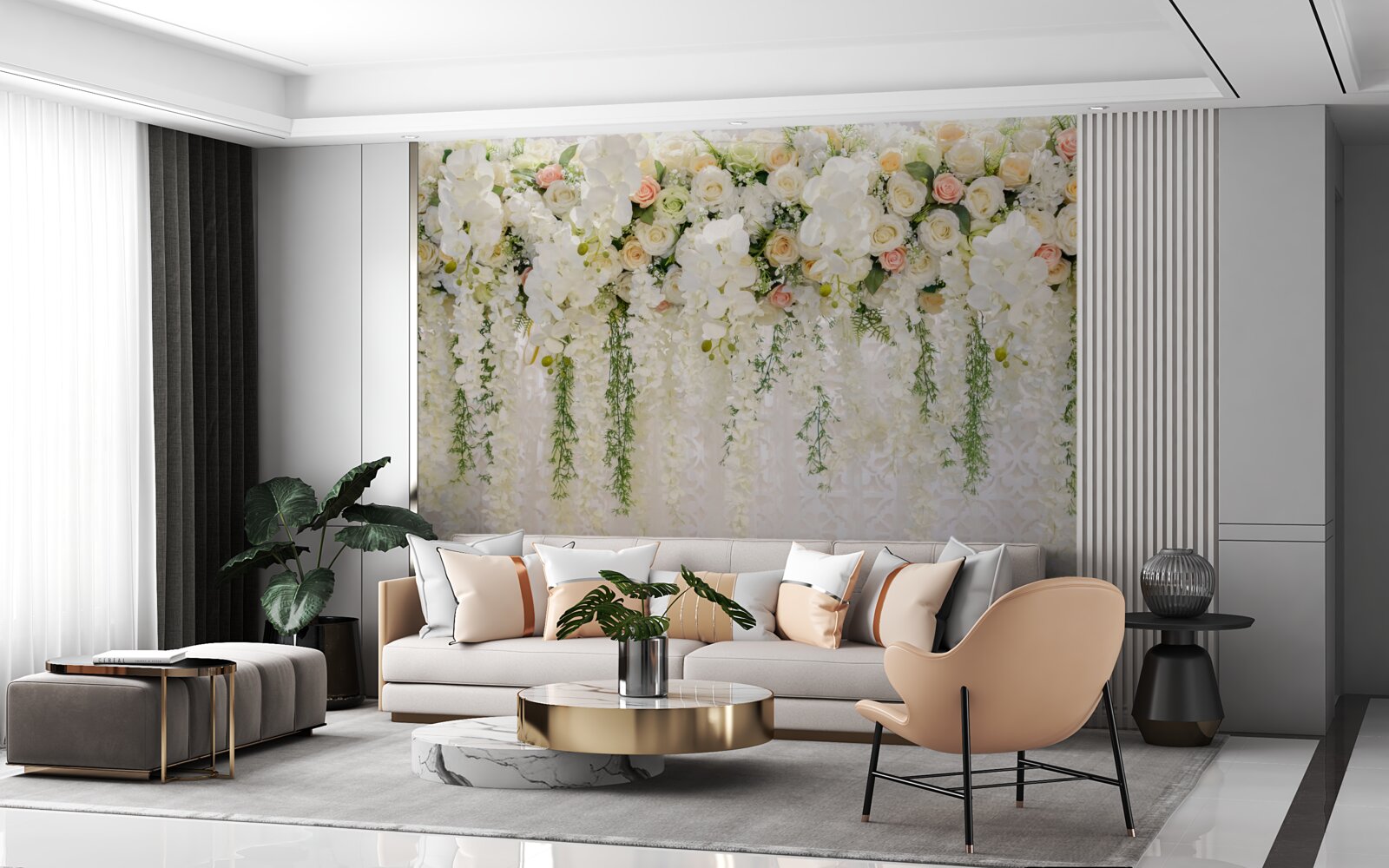Fotobehang compositie van delicate orchideeënbloemen