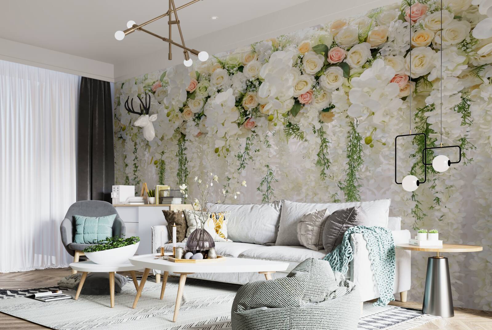 Fotobehang compositie van delicate orchideeënbloemen