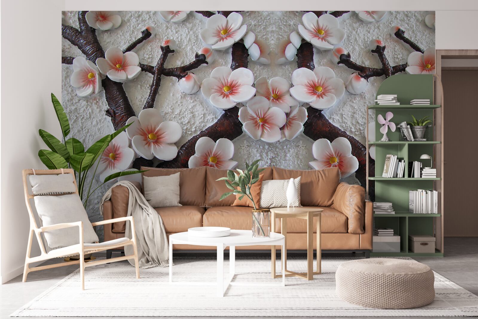 Fotobehang sakura bevochtigd door een bloeiende tak
