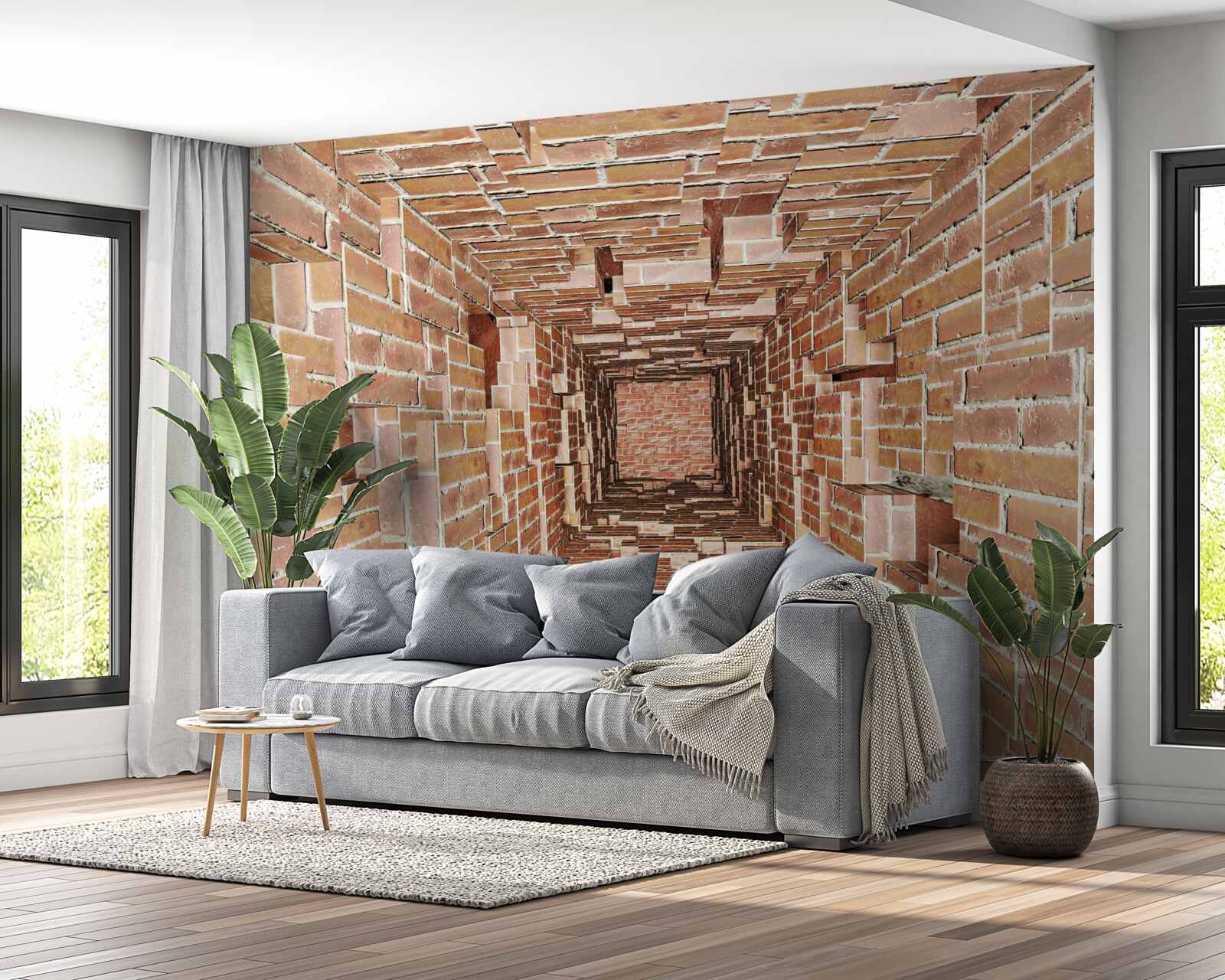 Fotobehang Metselput met smal formaat