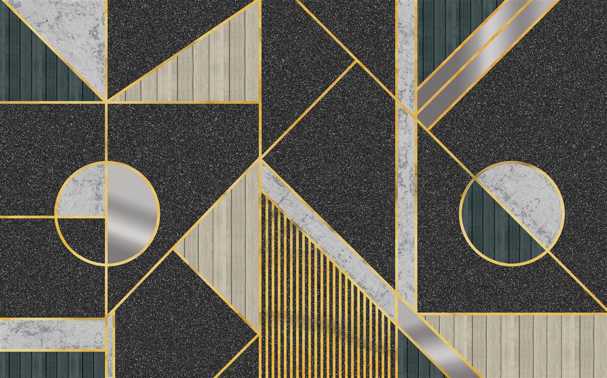 Fotobehang donker mozaïek met gouden tinten