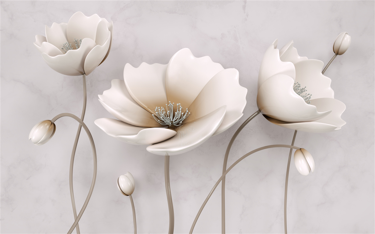 Fotobehang mooie sneeuwwitte bloemen