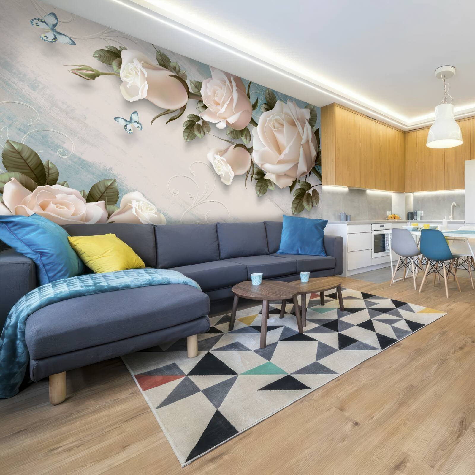 Fotobehang zachte crèmekleurige rozen