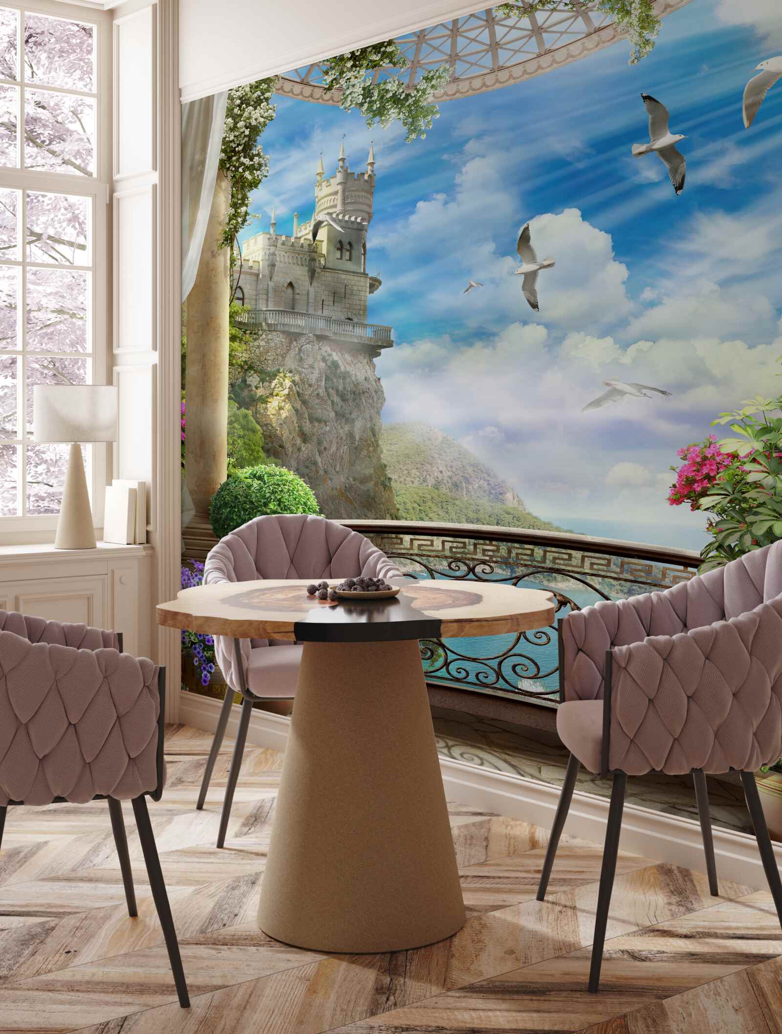 Fotobehang terras met uitzicht op het zwaluwreservaat