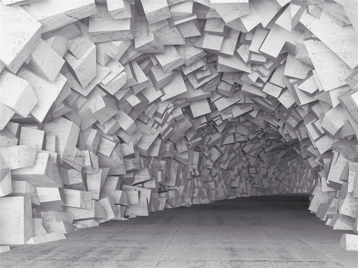 Fotobehang 3d vormen een tunnel