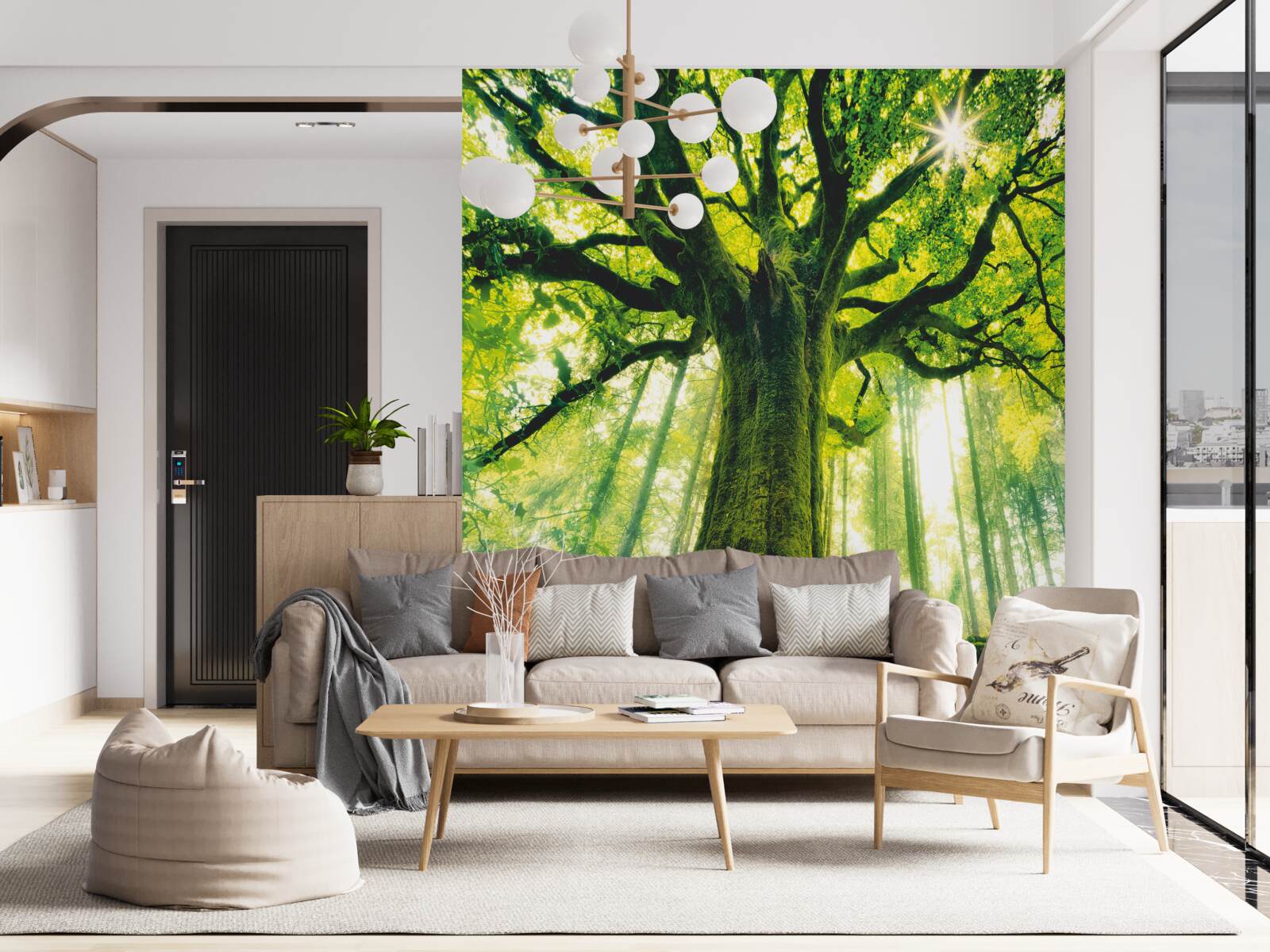Fotobehang levensboom in het ochtendbos