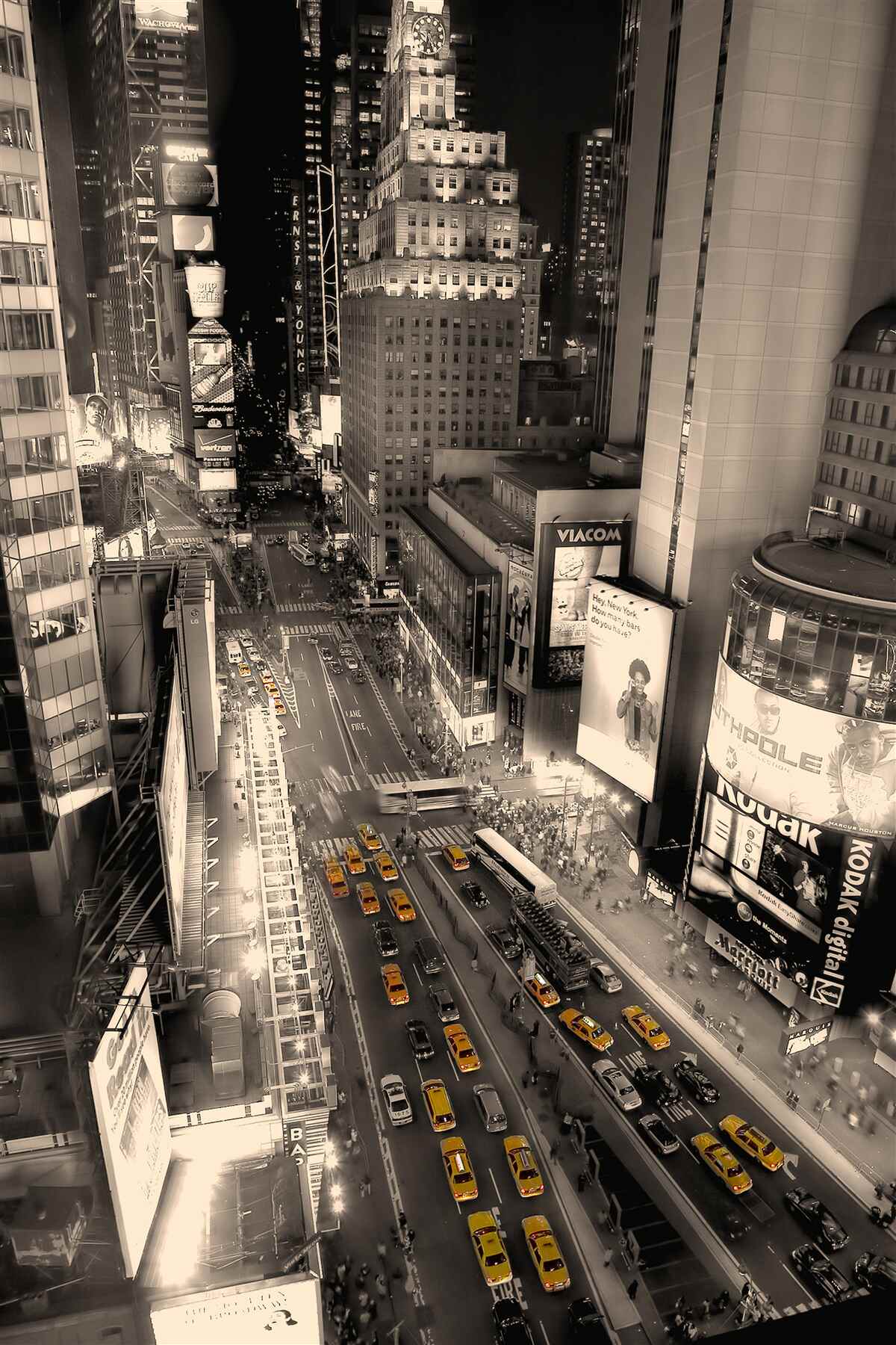 Fotobehang times square en gele taxi's