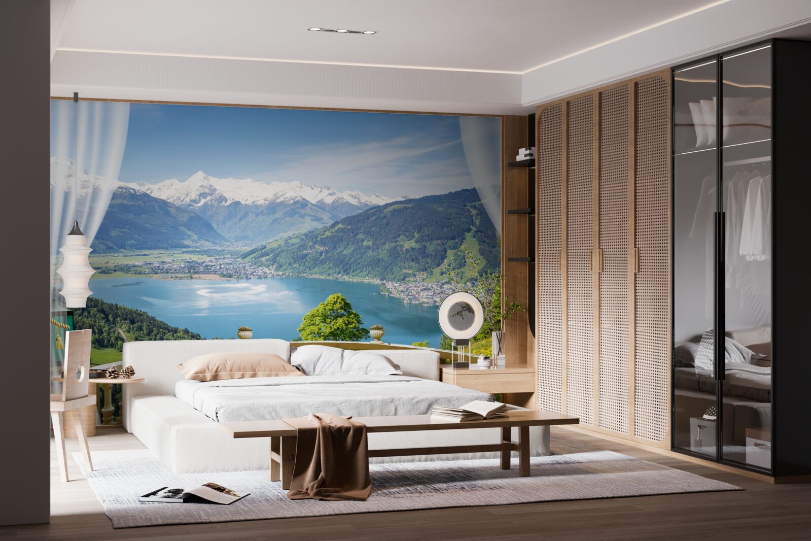 Fotobehang comfortabel balkon met prachtig panorama