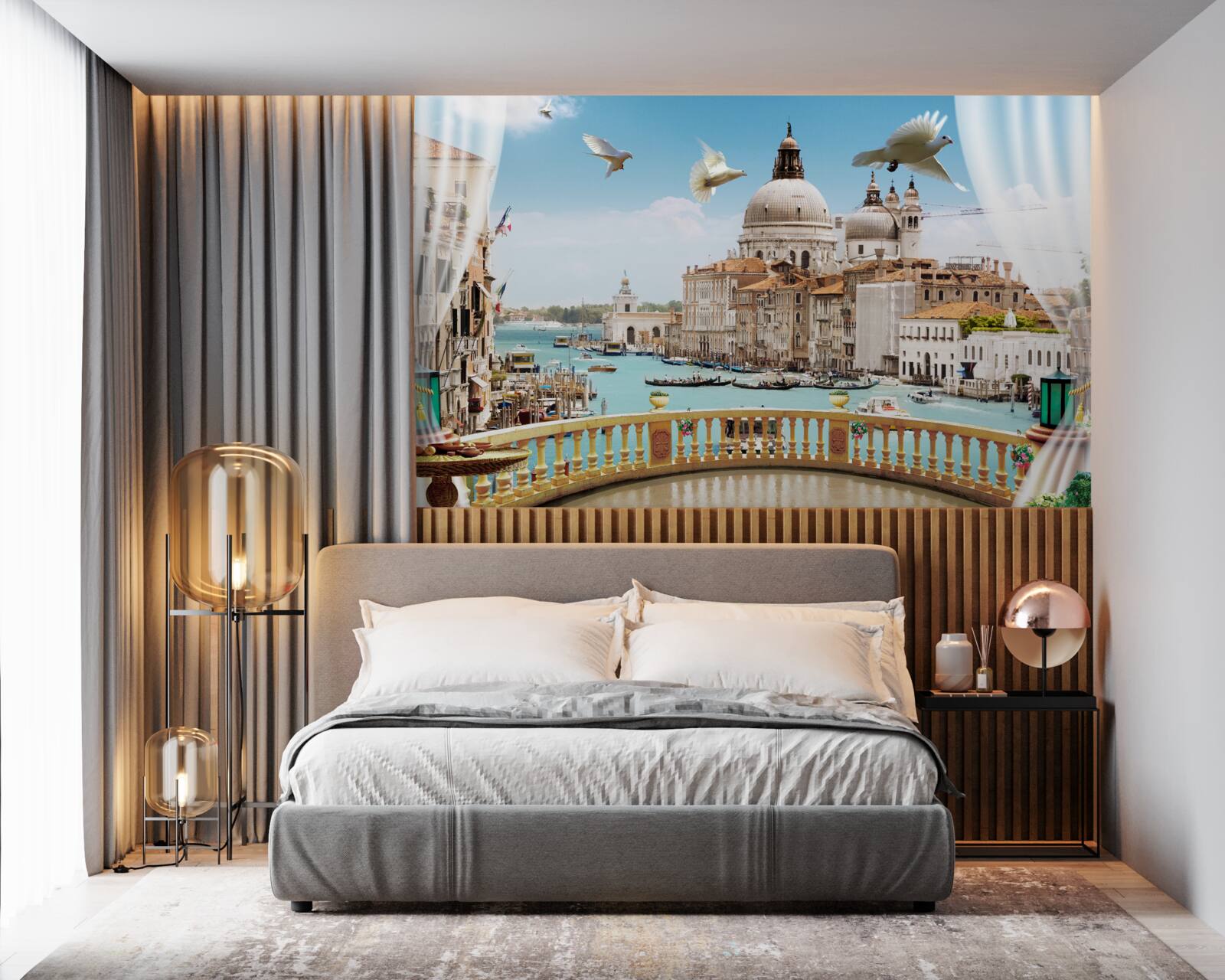 Fotobehang het uitzicht vanaf het balkon biedt een prachtig panorama van venetië