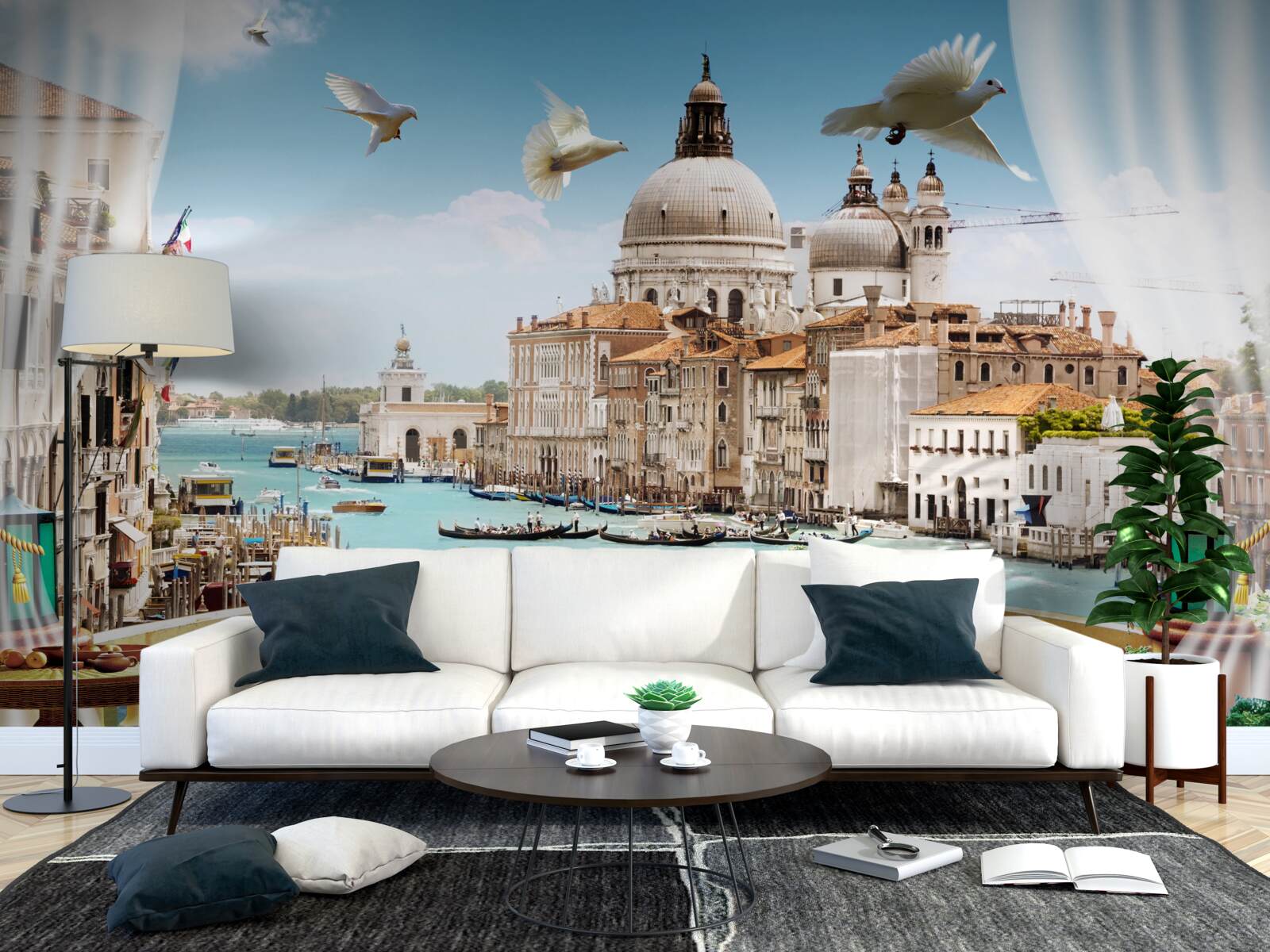 Fotobehang het uitzicht vanaf het balkon biedt een prachtig panorama van venetië