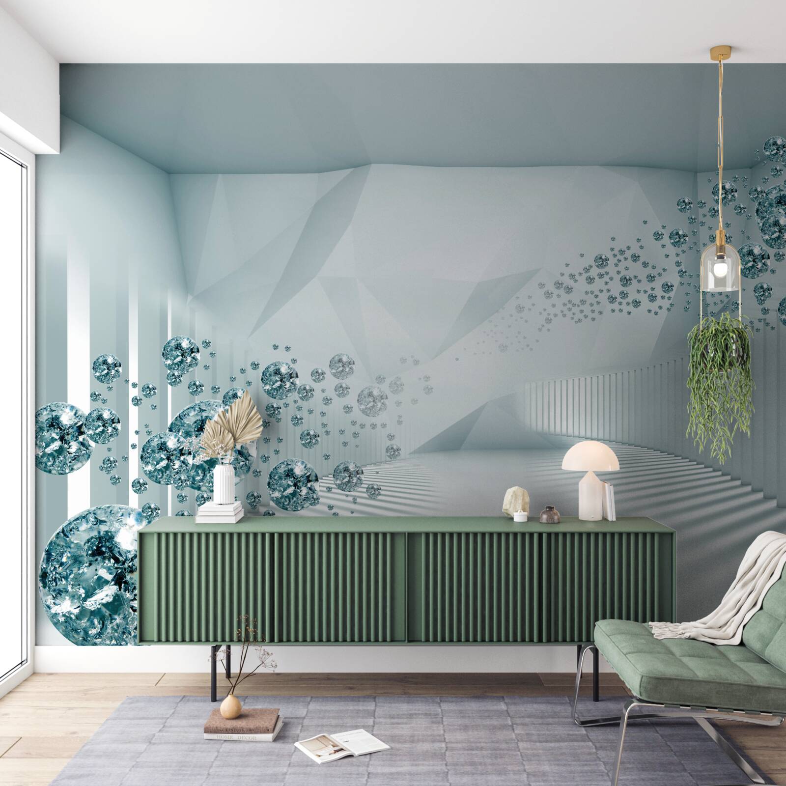 Fotobehang groeiende blauwe oceaandeeltjes