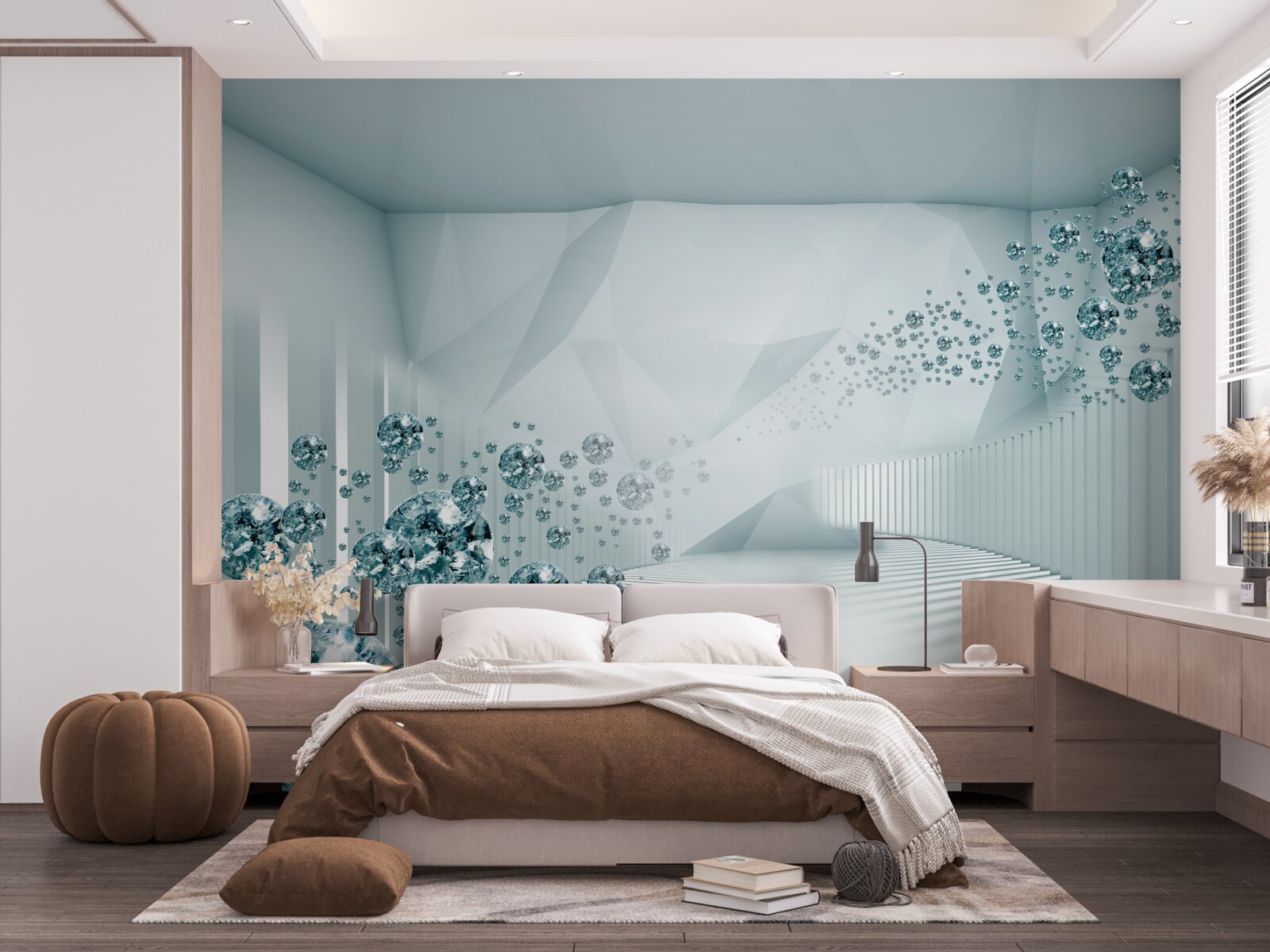 Fotobehang groeiende blauwe oceaandeeltjes