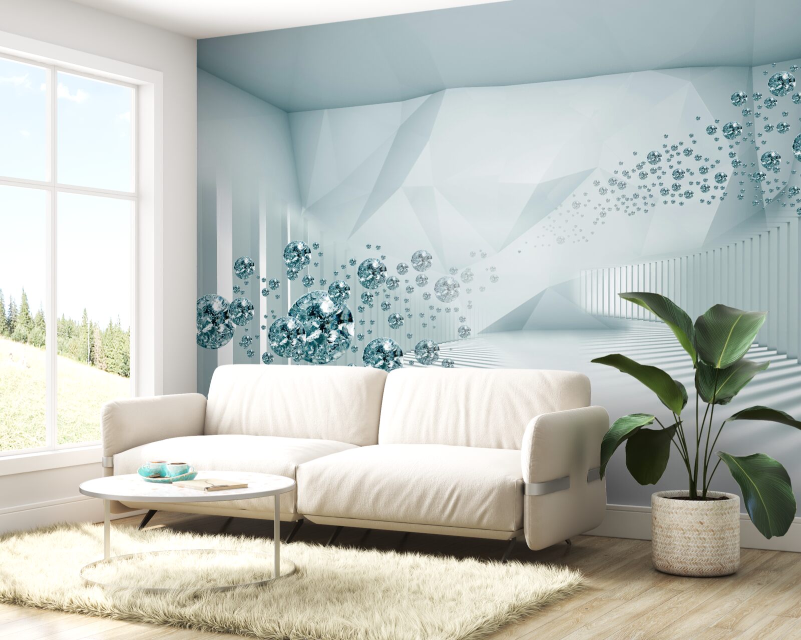 Fotobehang groeiende blauwe oceaandeeltjes