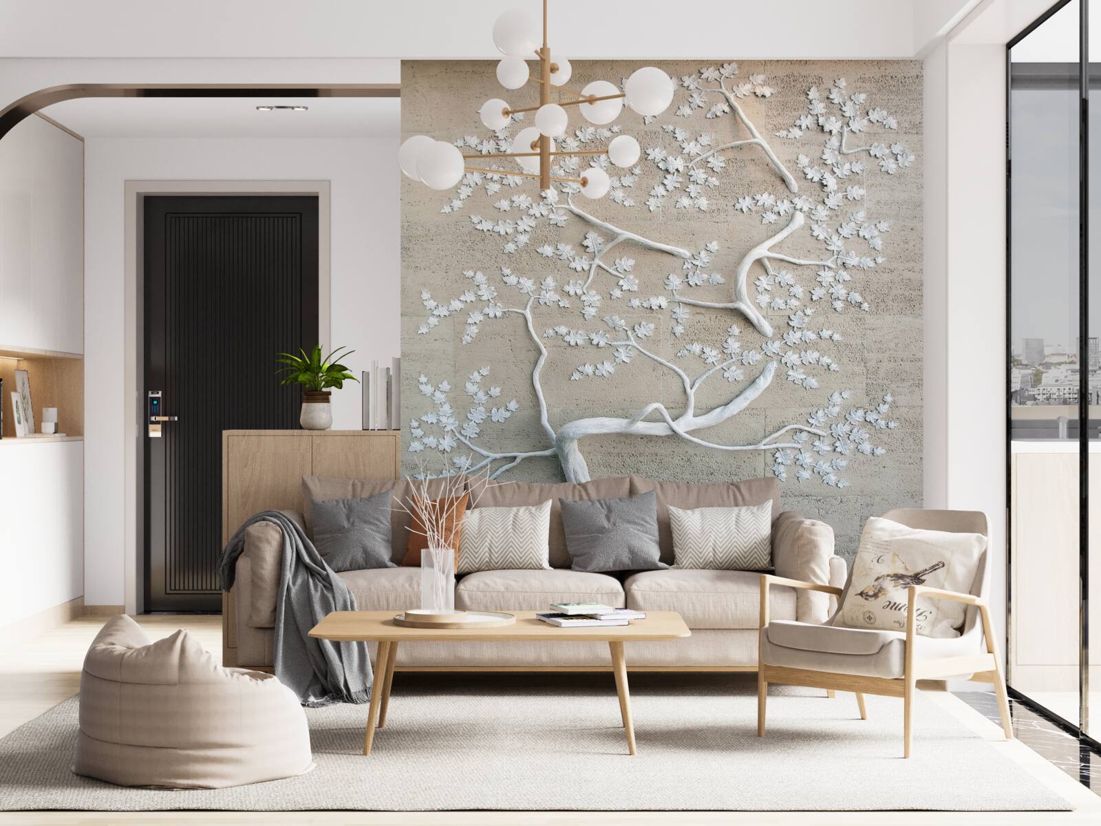 Fotobehang bloeiende sakuraboom