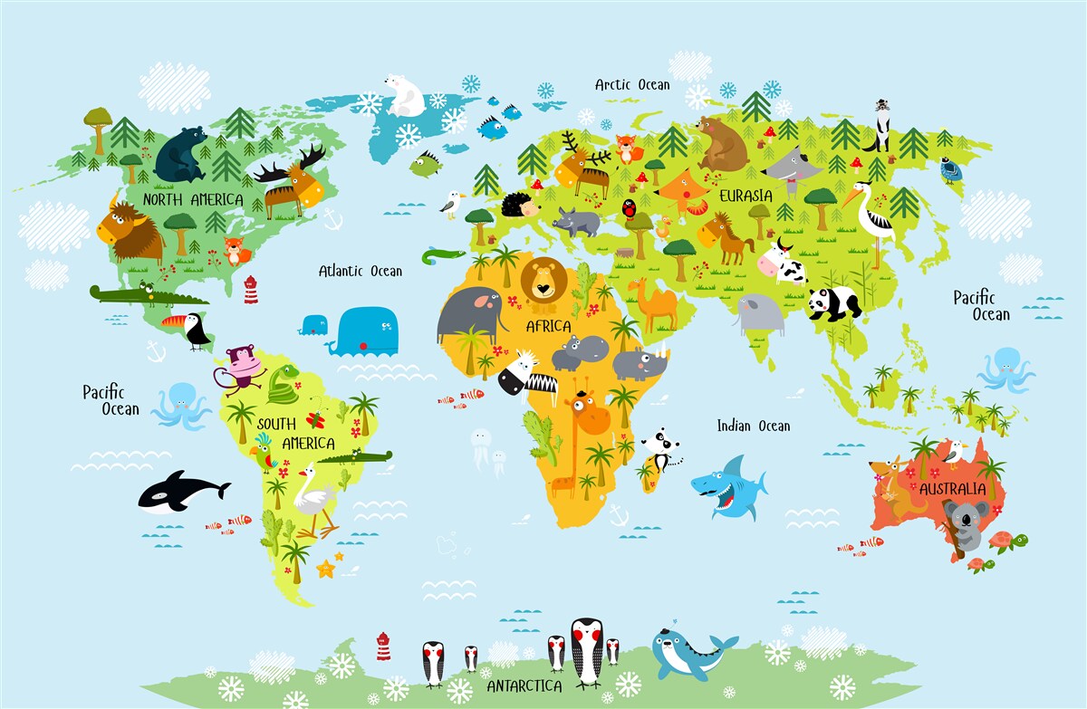 Fotobehang vibrerende wereldkaart