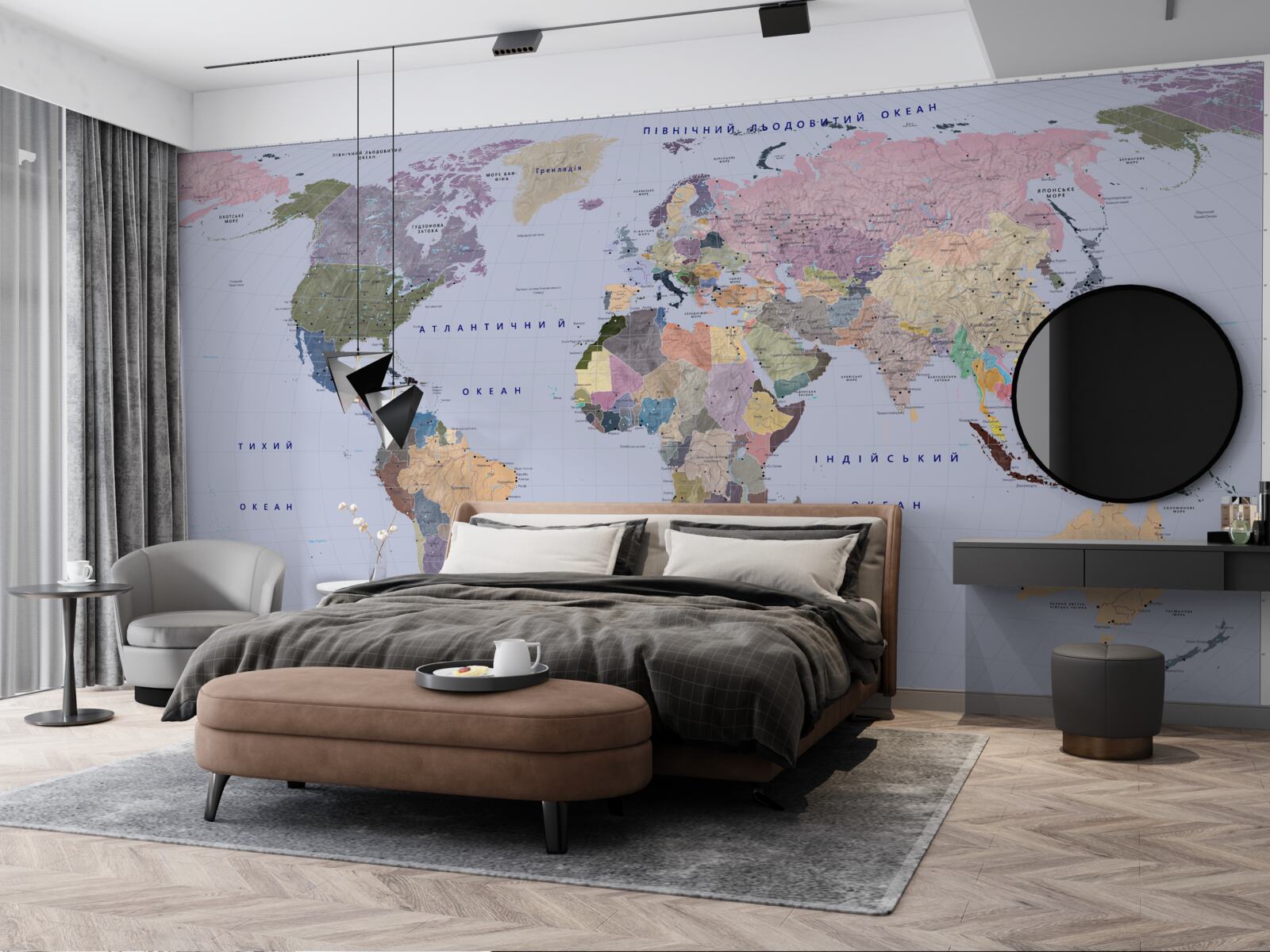 Fotobehang veelkleurige geografische kaart van de aarde