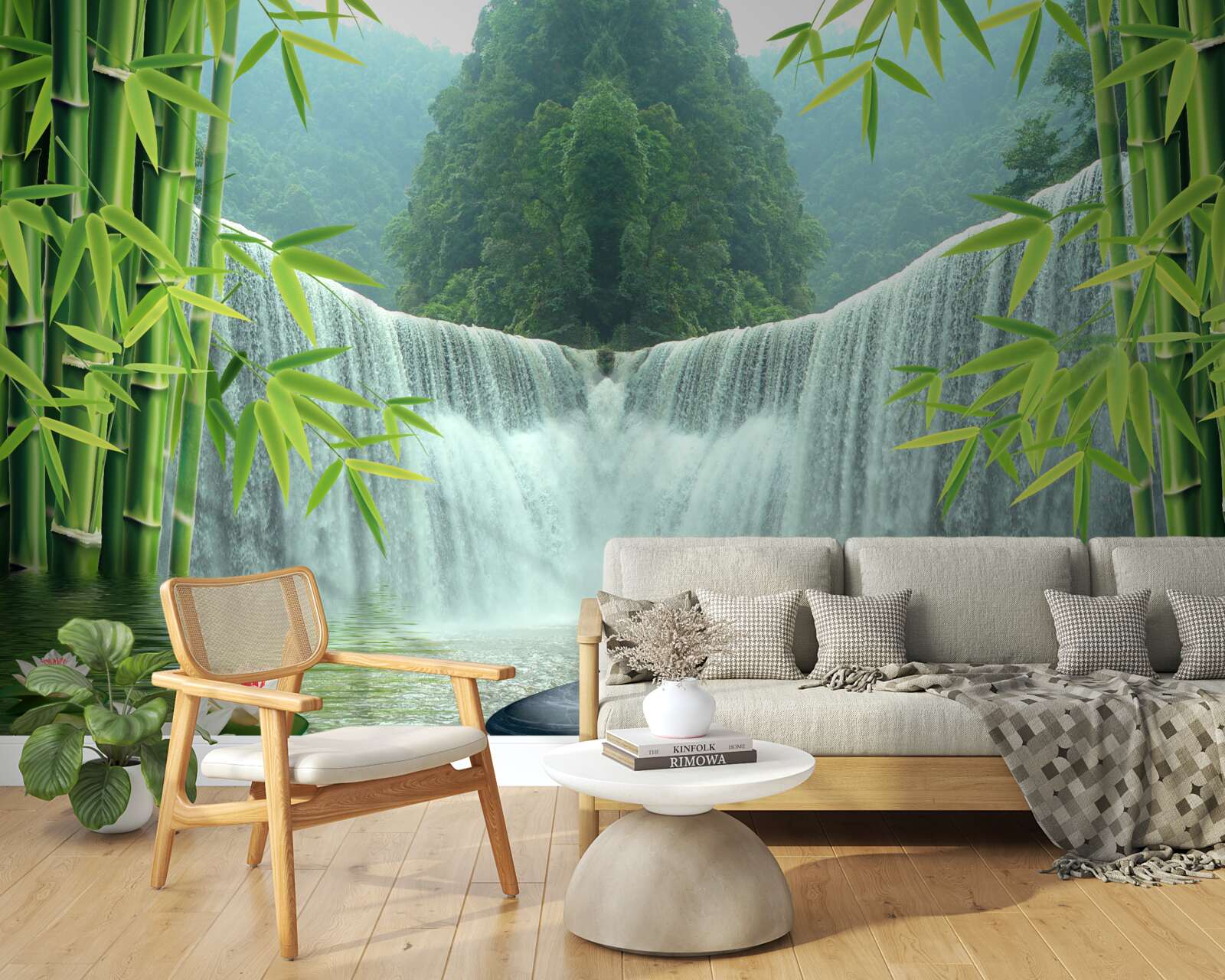 Fotobehang een charmante waterval diep in de jungle