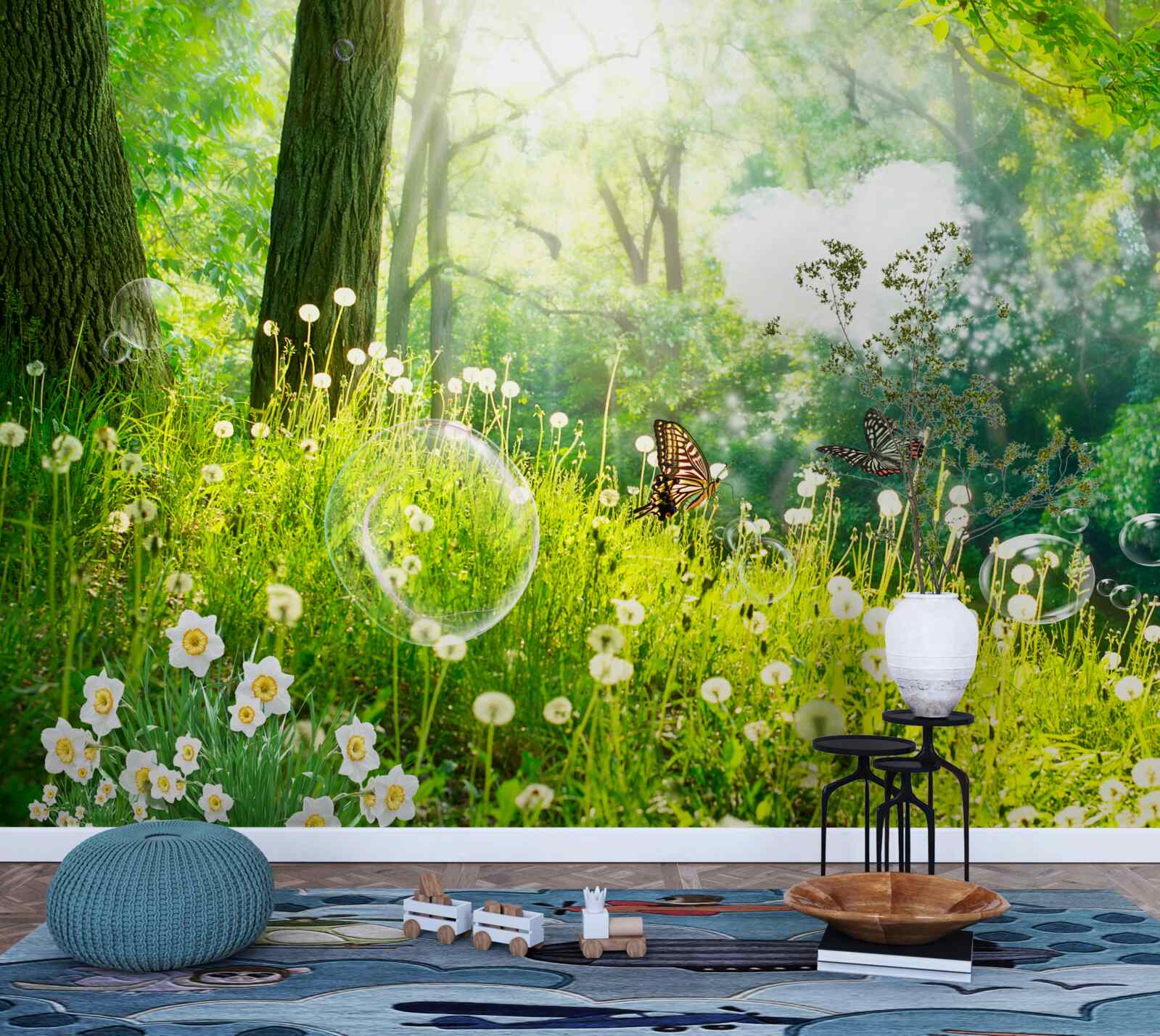 Fotobehang Motten op een groene weide