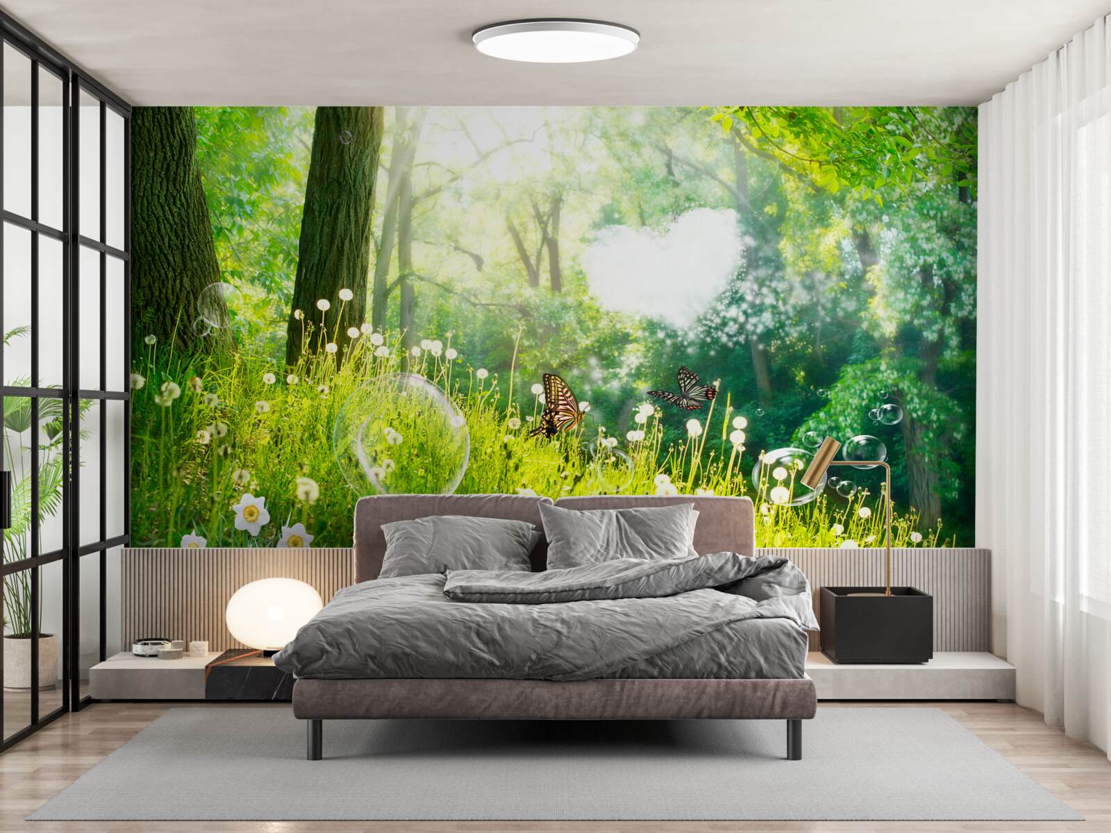 Fotobehang Motten op een groene weide