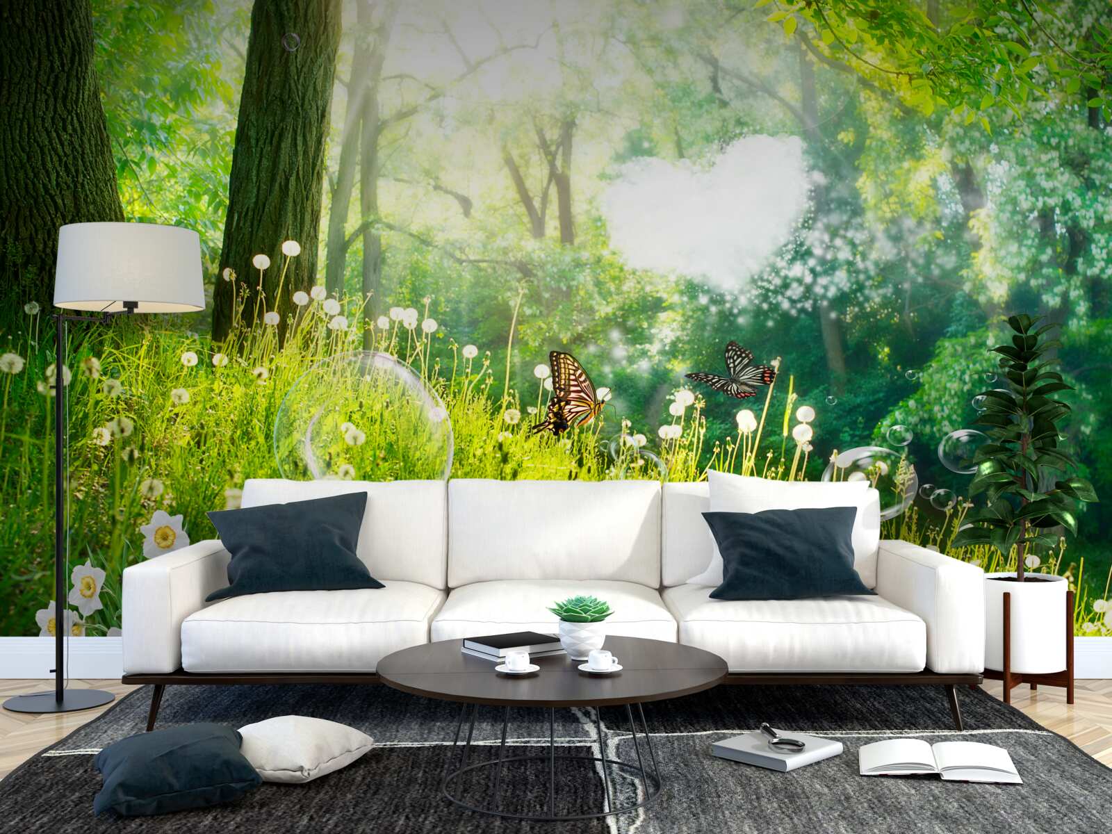 Fotobehang Motten op een groene weide