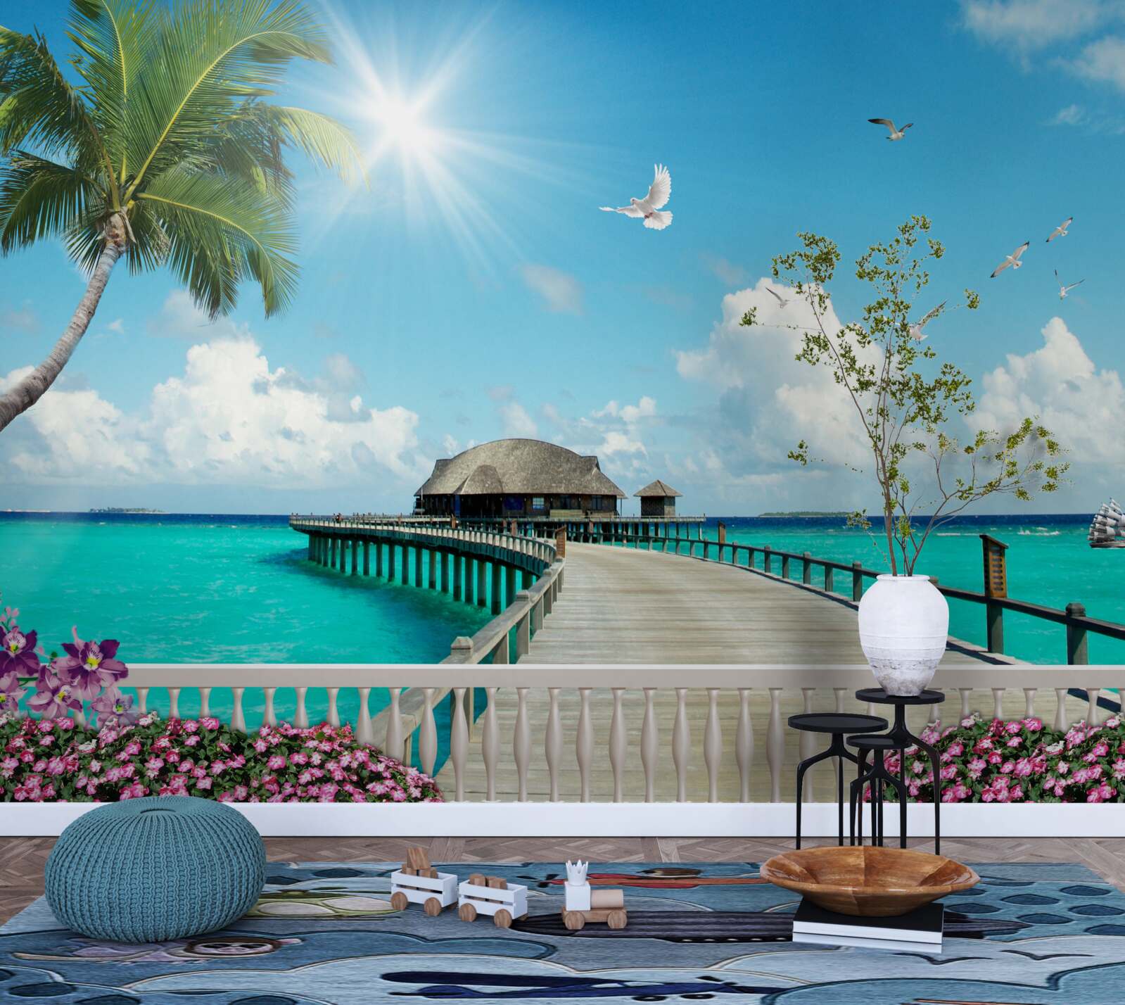 Fotobehang pier naar de baai