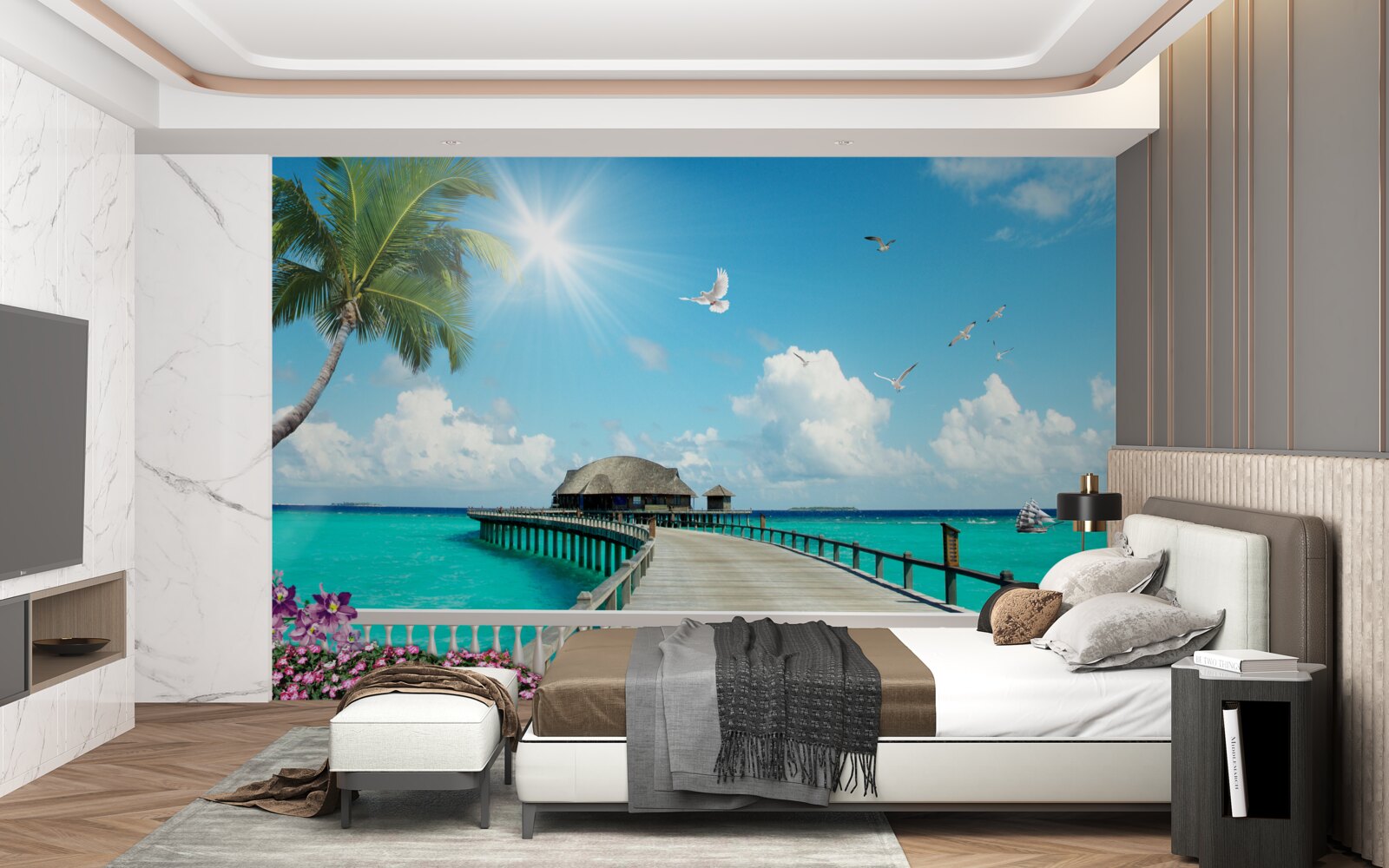 Fotobehang pier naar de baai