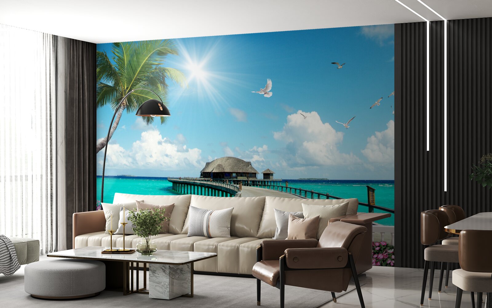 Fotobehang pier naar de baai