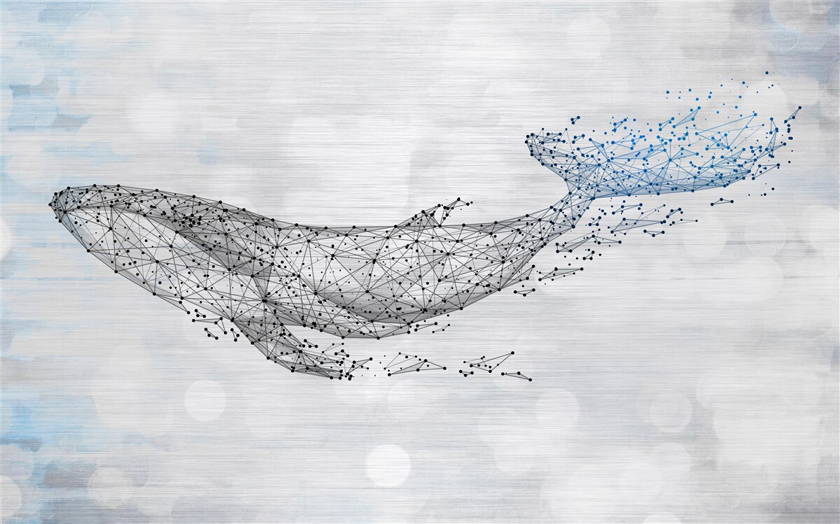 Fotobehang witte walvis in een metamorfose van abstractie