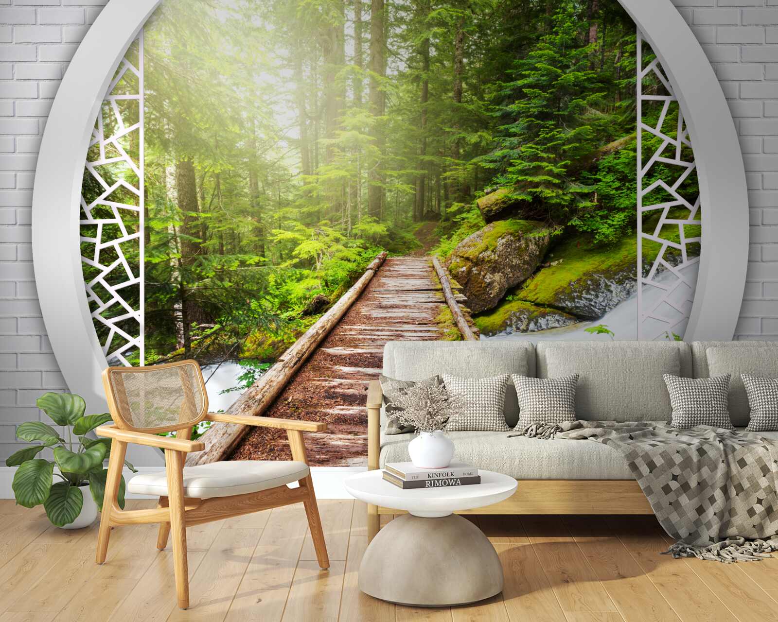 Fotobehang Bergpad door dicht bos