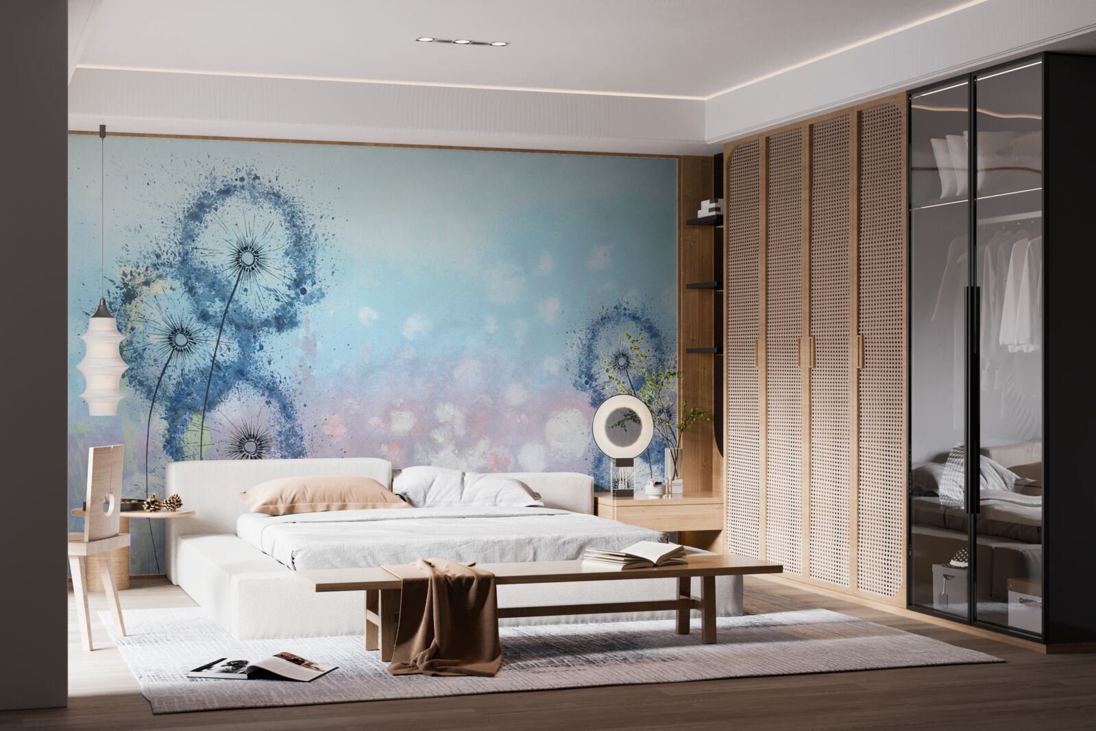 Fotobehang ongewone blauwe bloemen