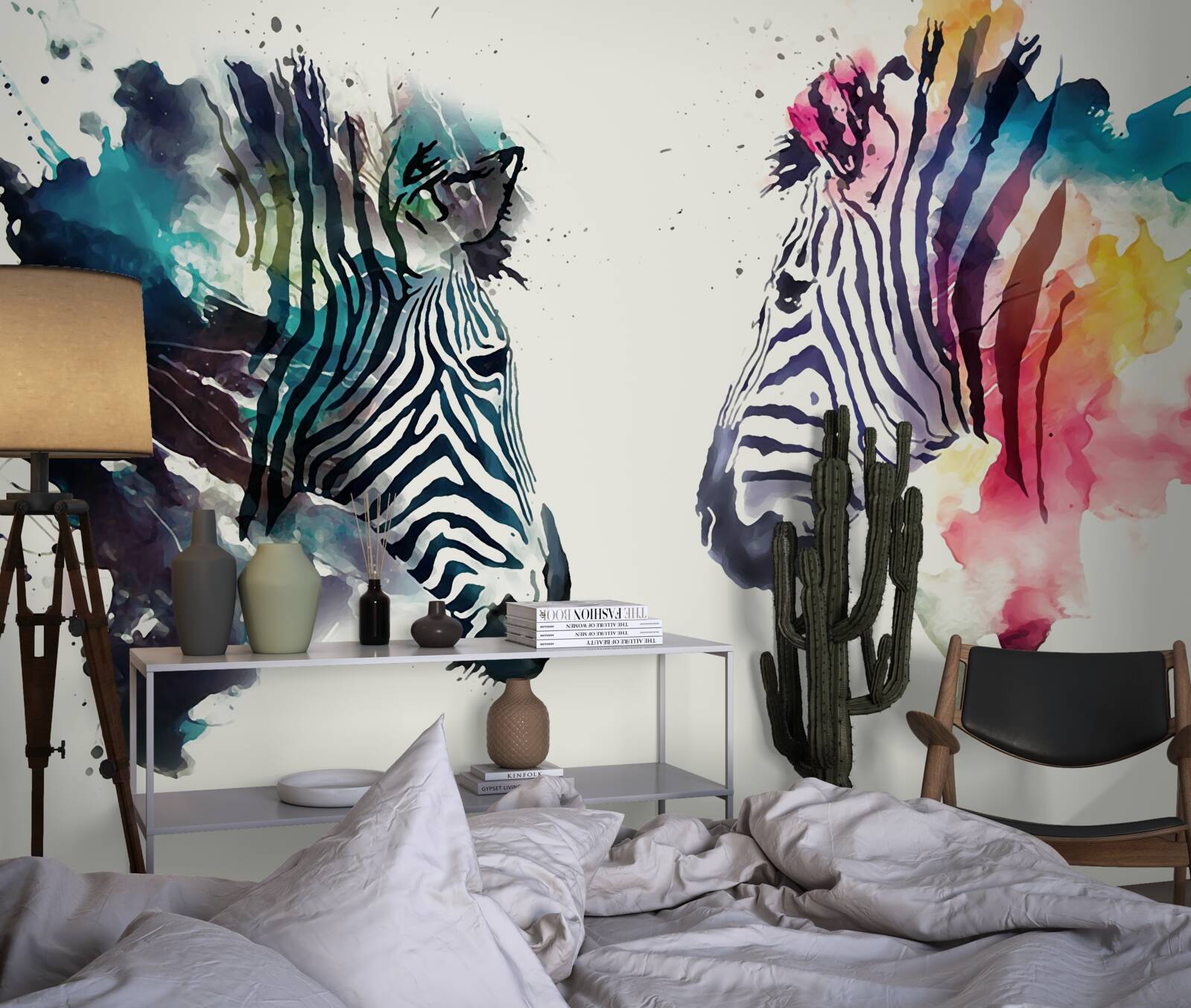 Fotobehang twee visueel duidelijke zebra's