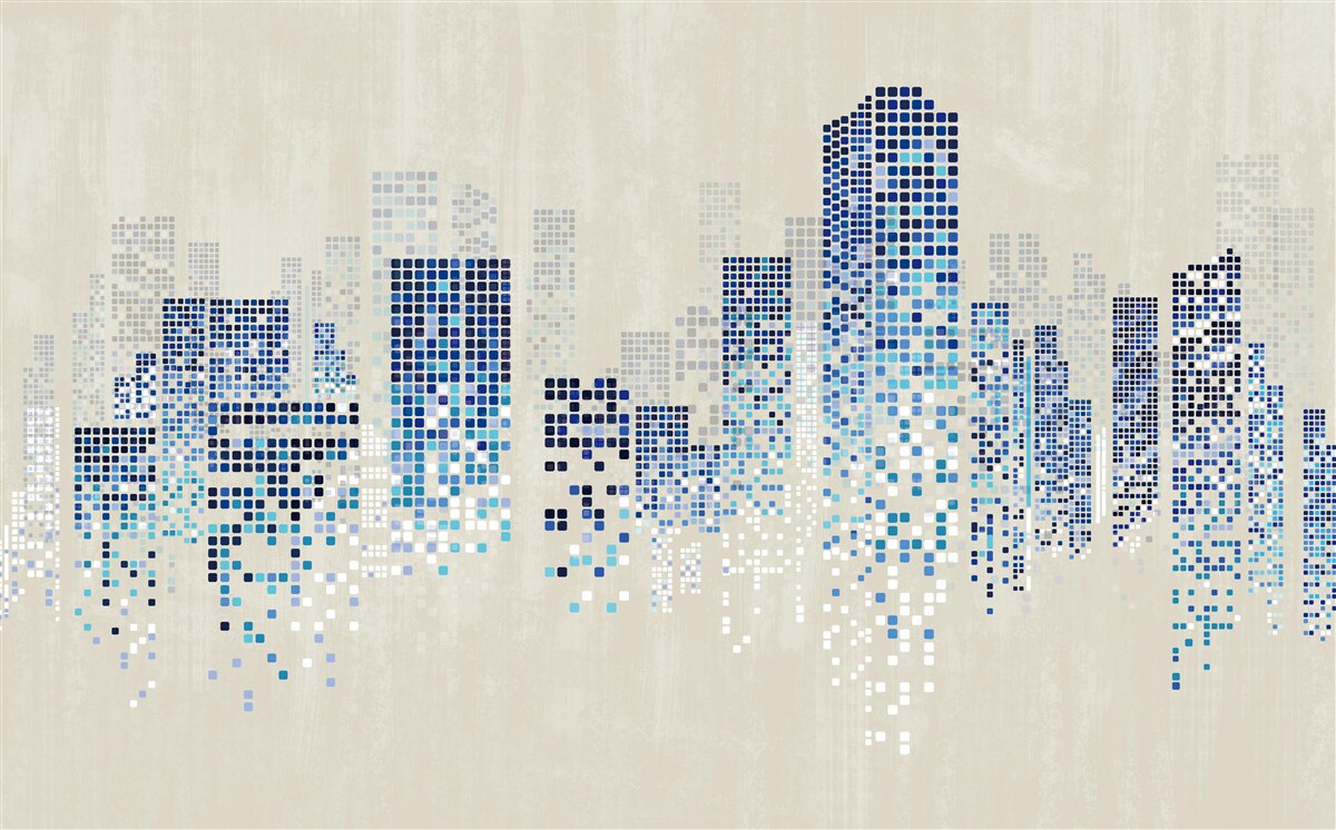 Fotobehang moderne gebouwen met perforaties