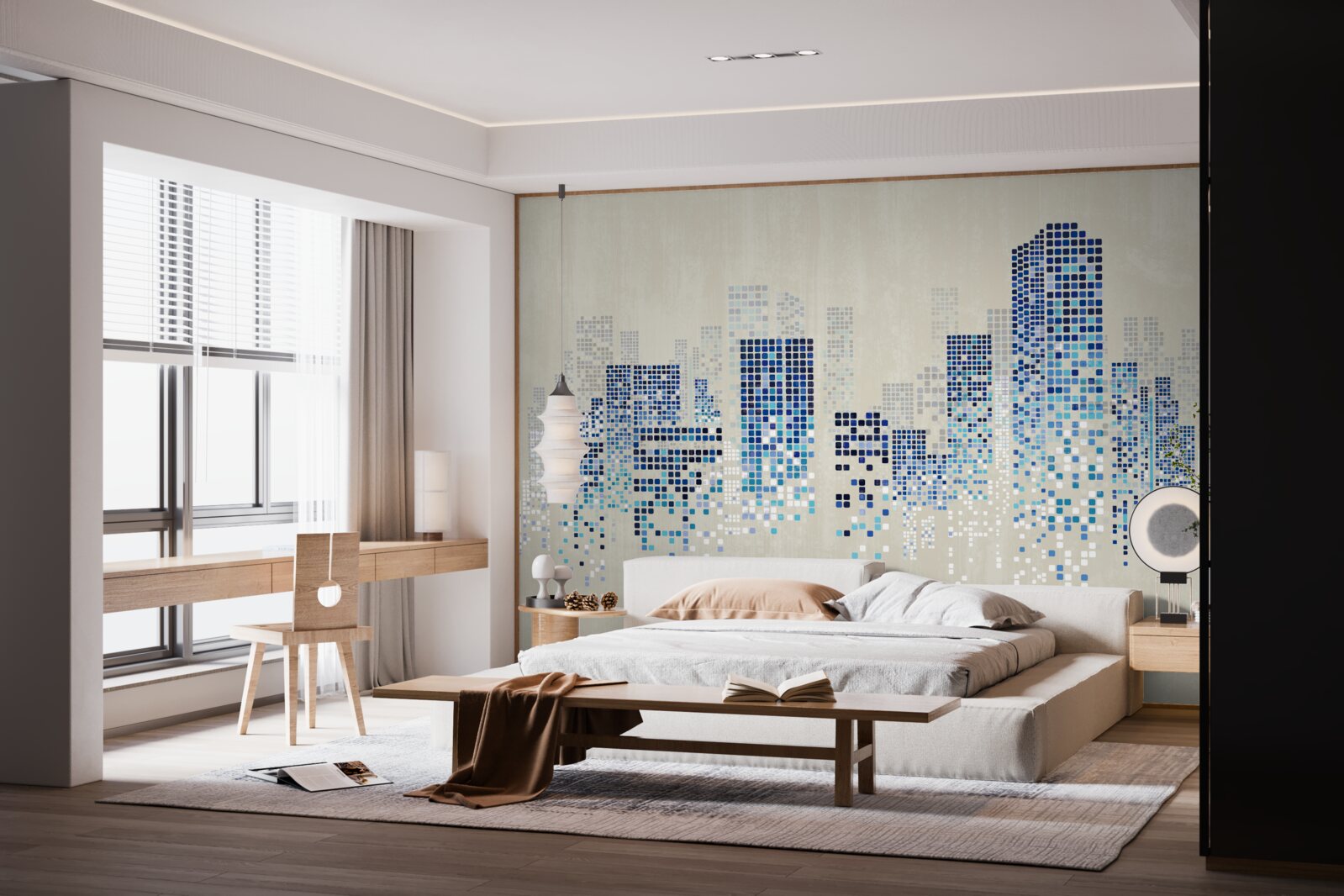 Fotobehang moderne gebouwen met perforaties