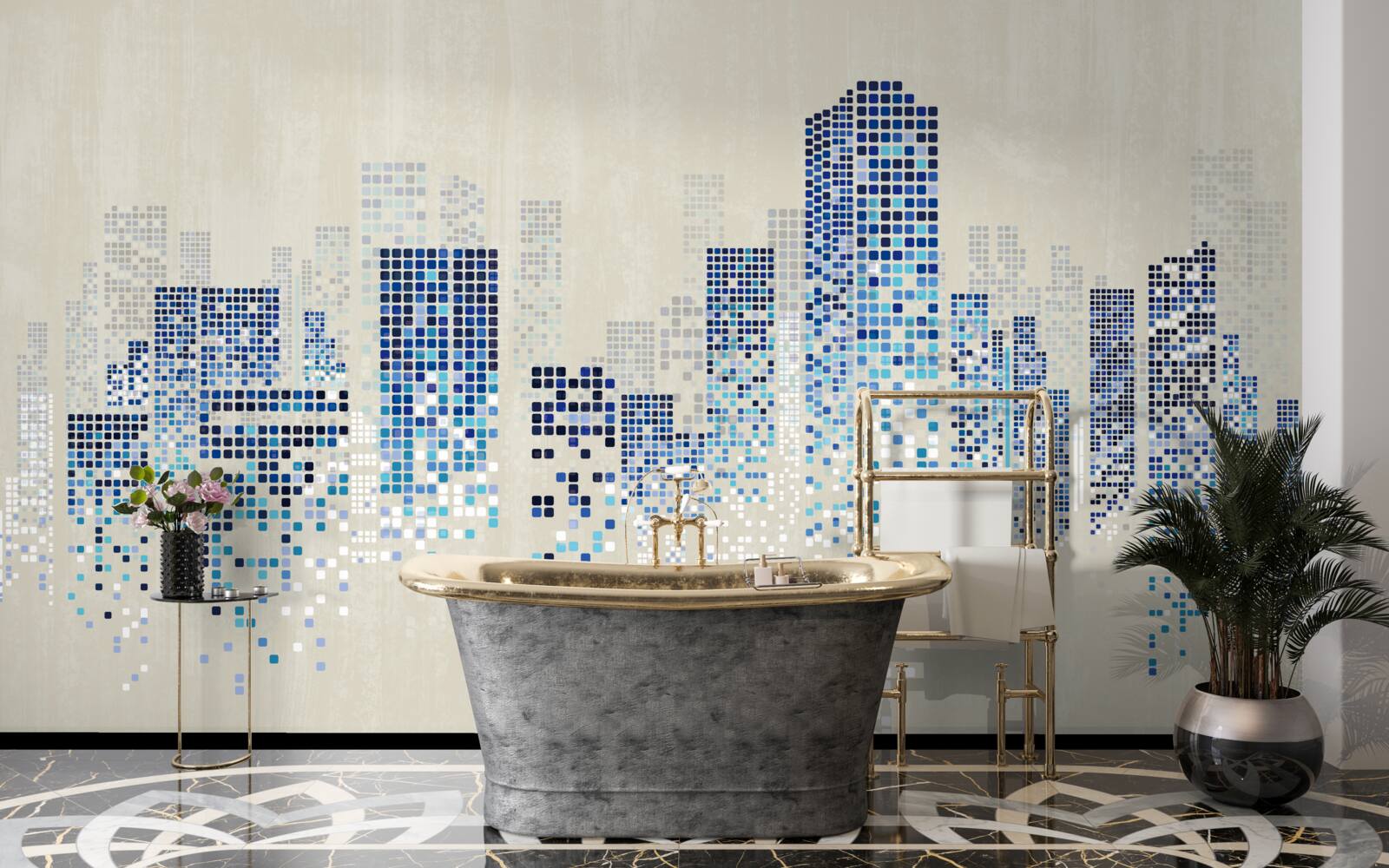 Fotobehang moderne gebouwen met perforaties