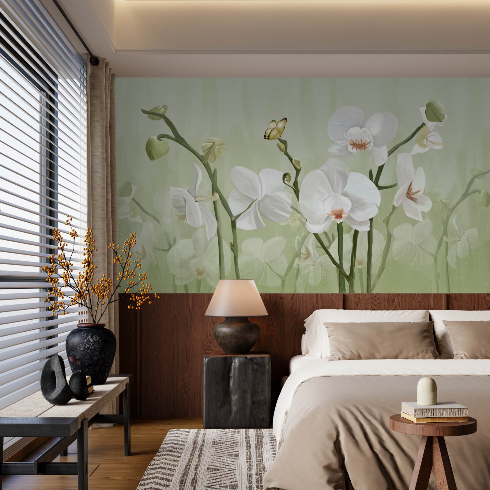Fotobehang witte bloemen met een ongewone uitstraling