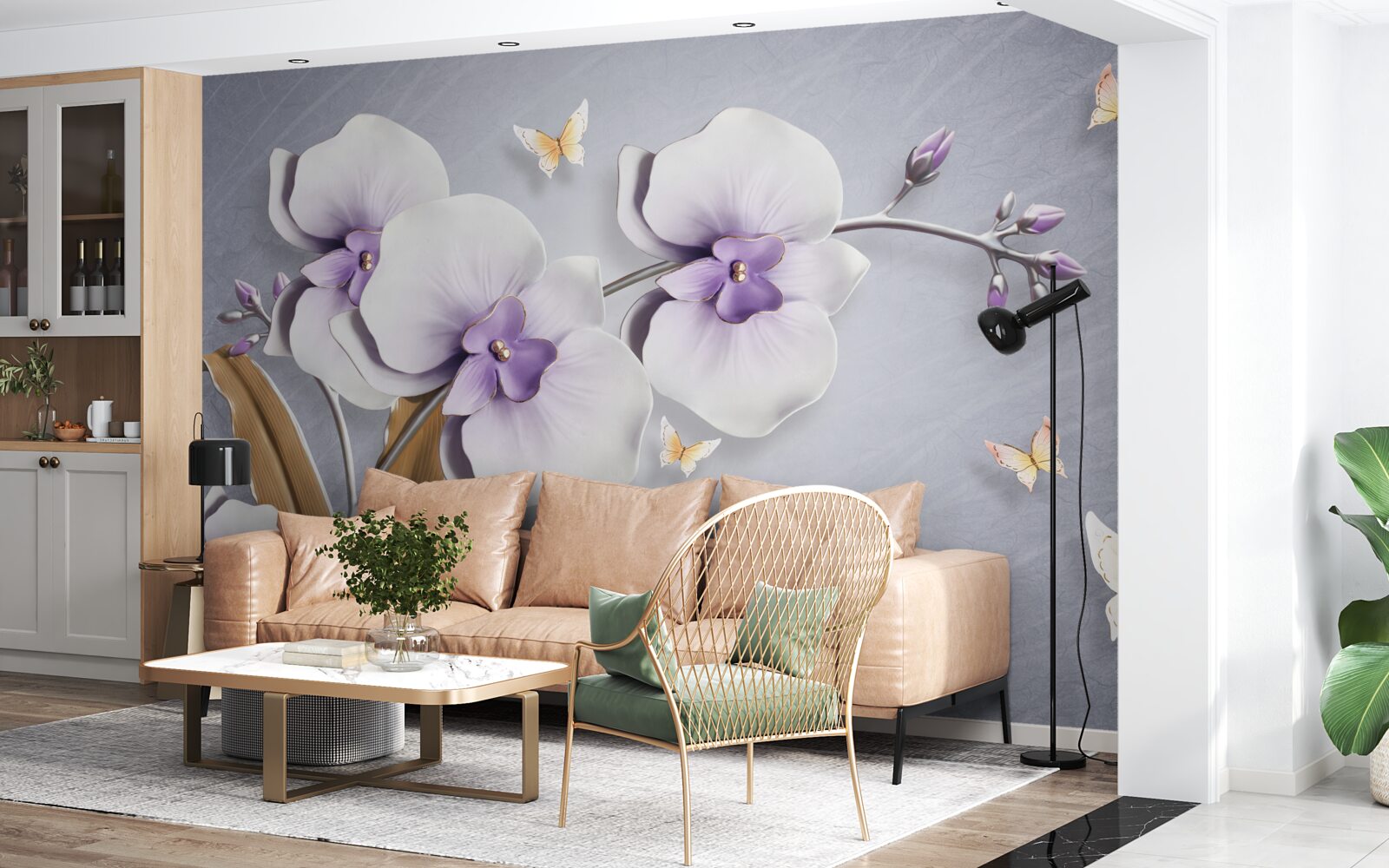 Fotobehang grote lila orchideeën