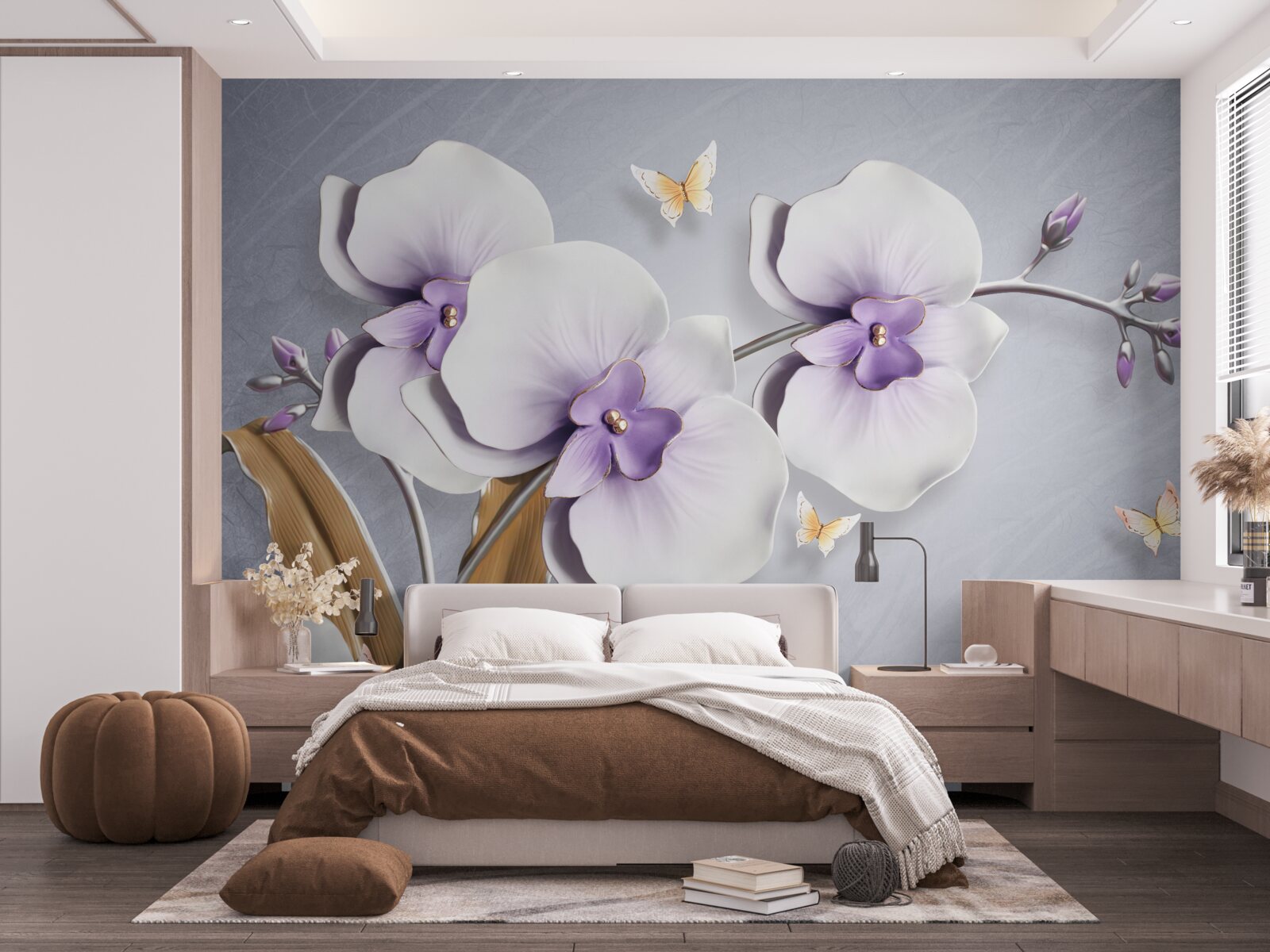 Fotobehang grote lila orchideeën