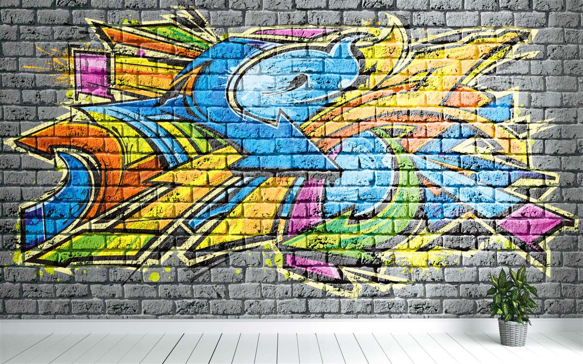Fotobehang veelkleurige graffiti muurschildering