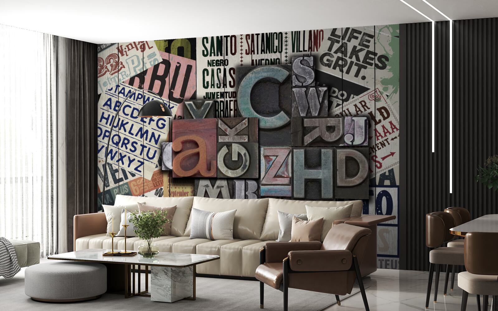 Fotobehang inscripties in verschillende vormen